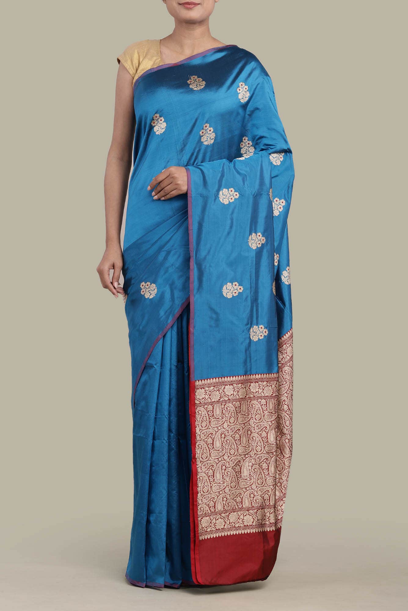 Blue Banarasi Katan Silk Saree