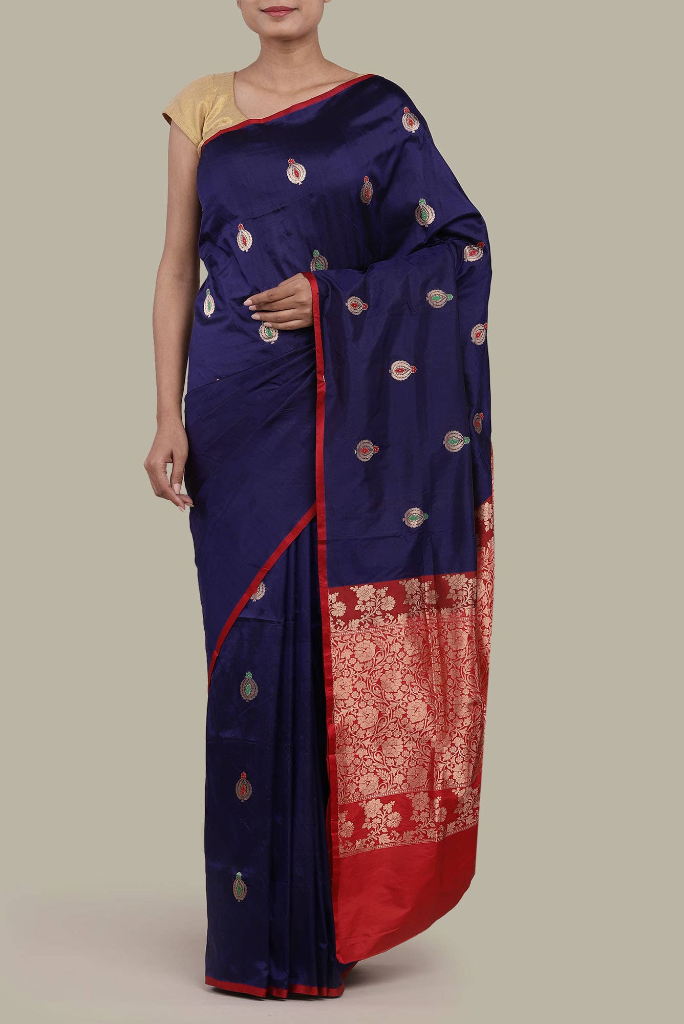 Blue Banarasi Katan Silk Saree