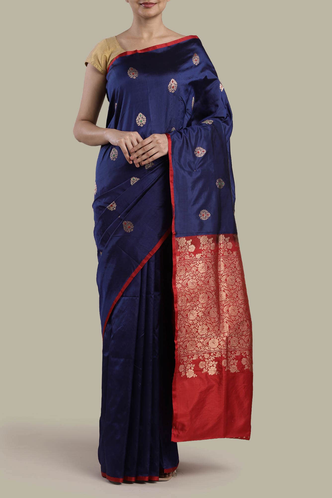 Blue Banarasi Katan Silk Saree
