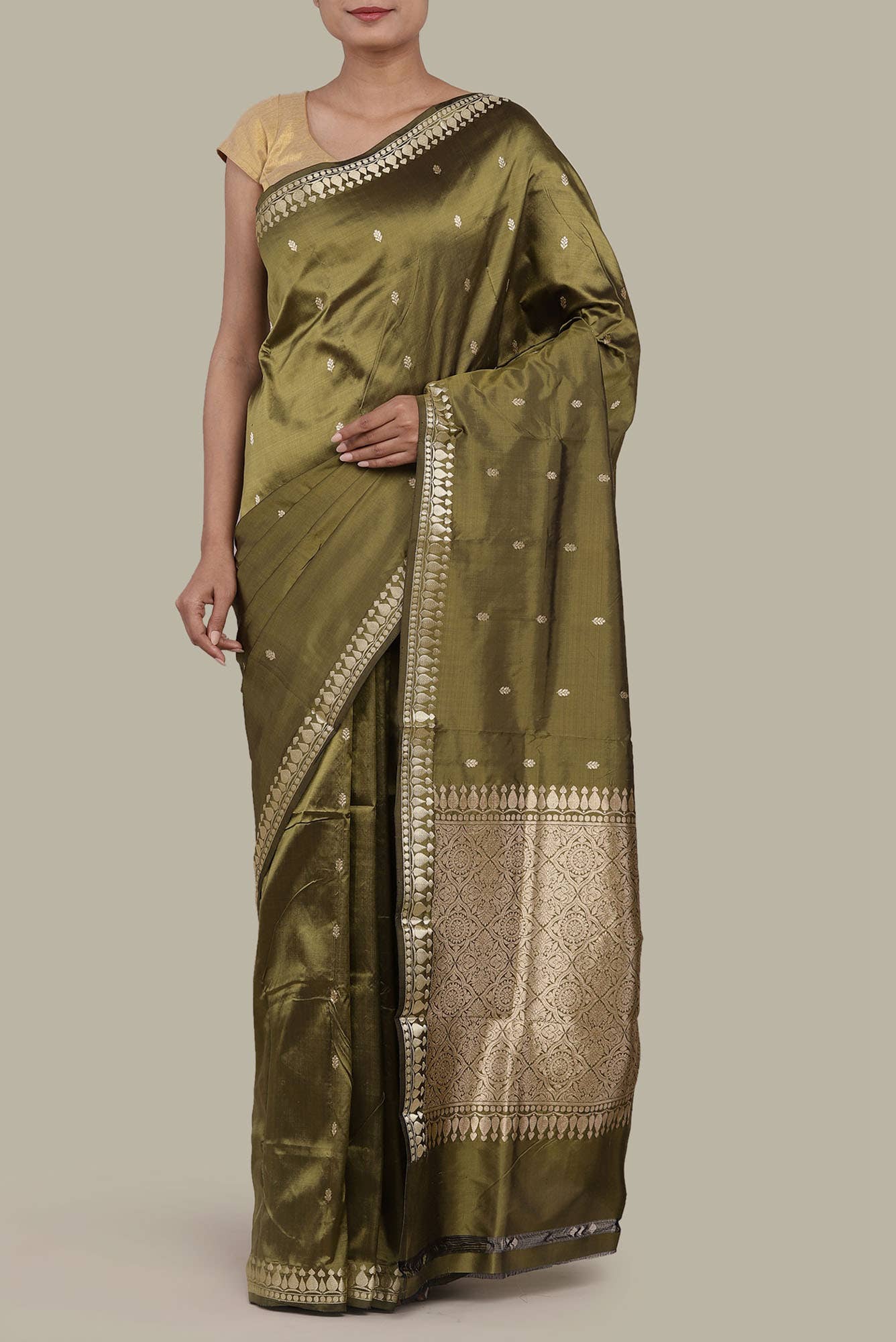 Green Banarasi Katan Silk Saree