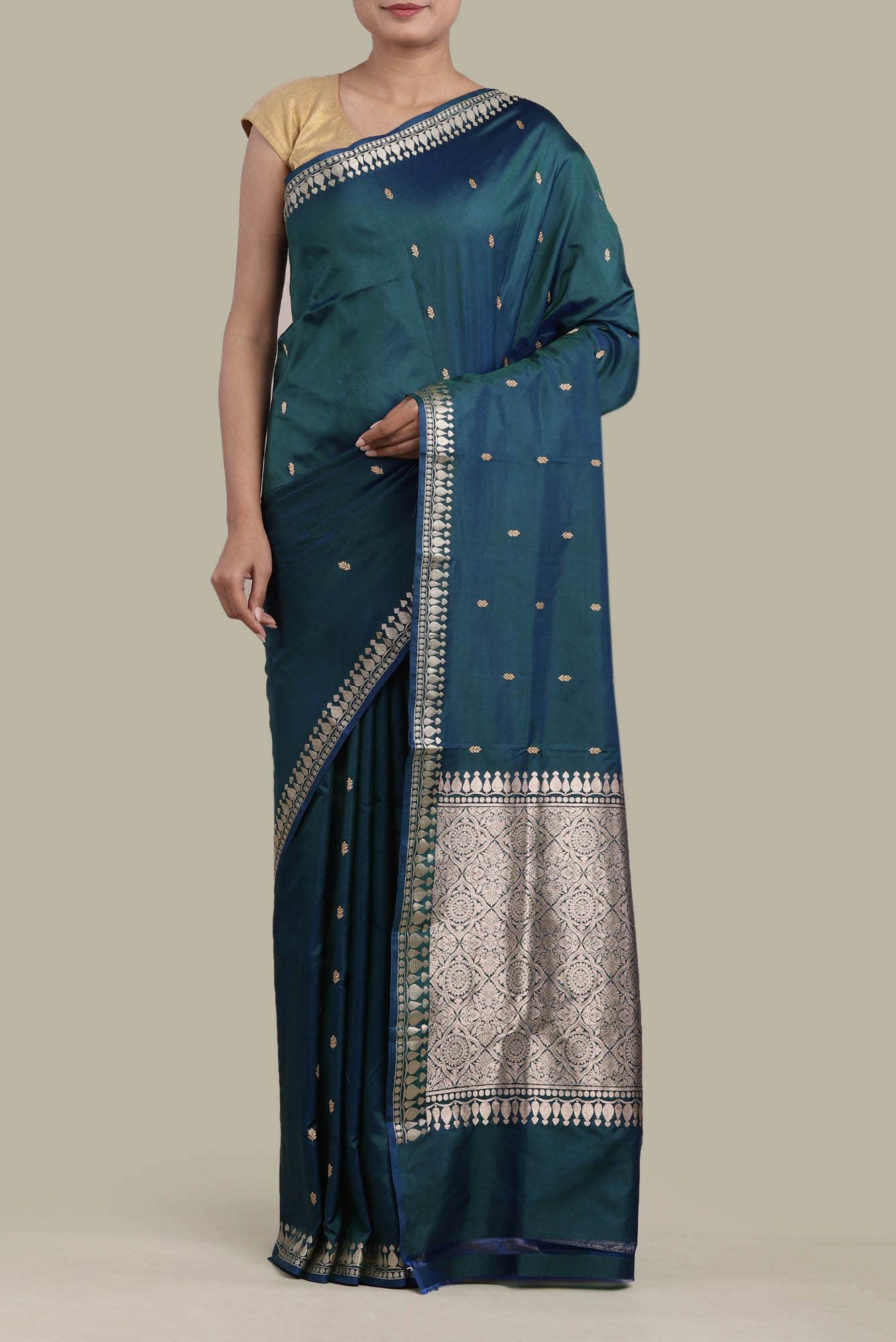 Blue Banarasi Katan Silk Saree