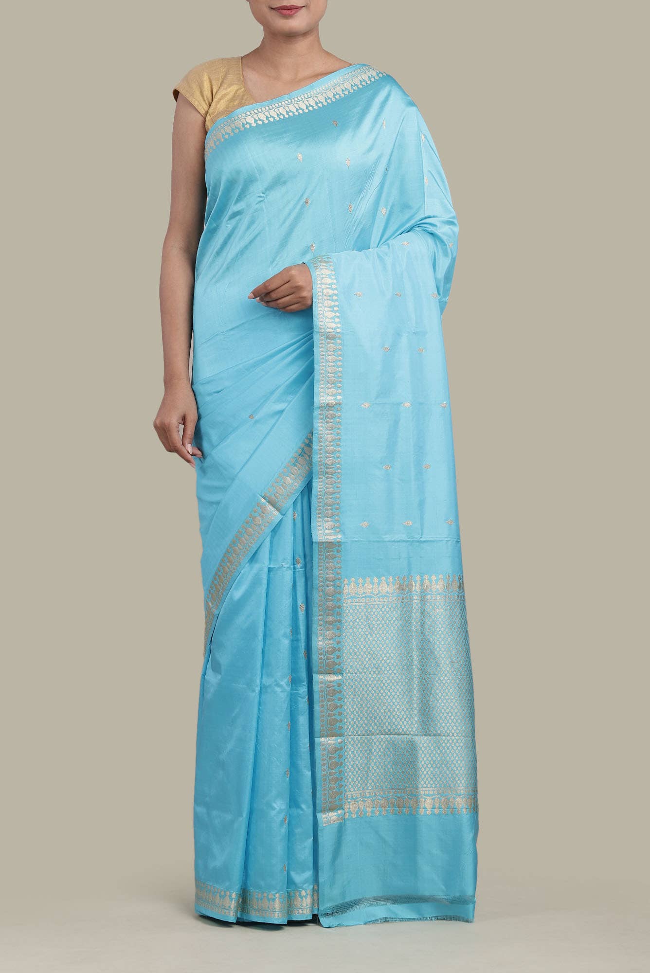 Blue Banarasi Katan Silk Saree