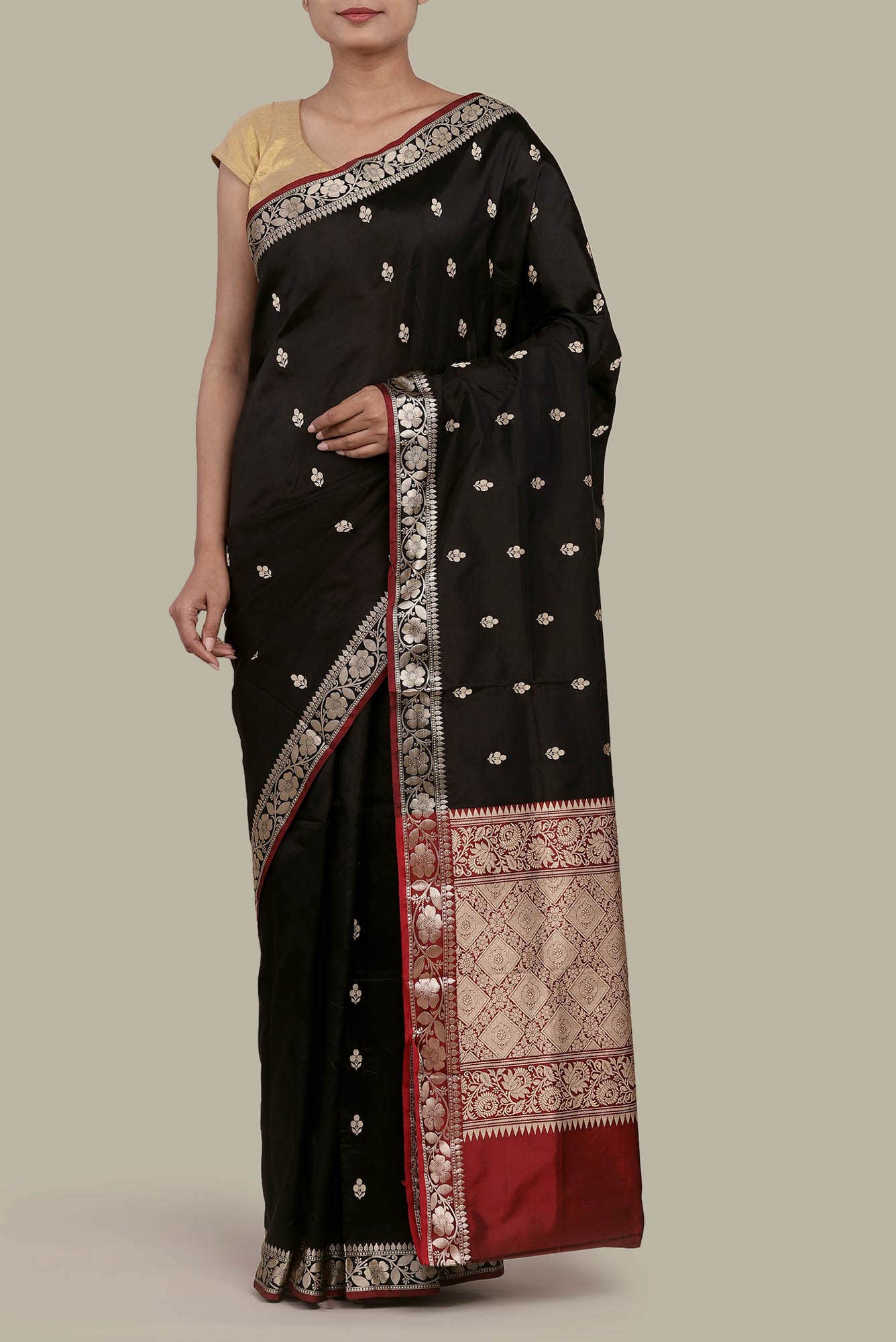 Black Banarasi Katan Silk Saree