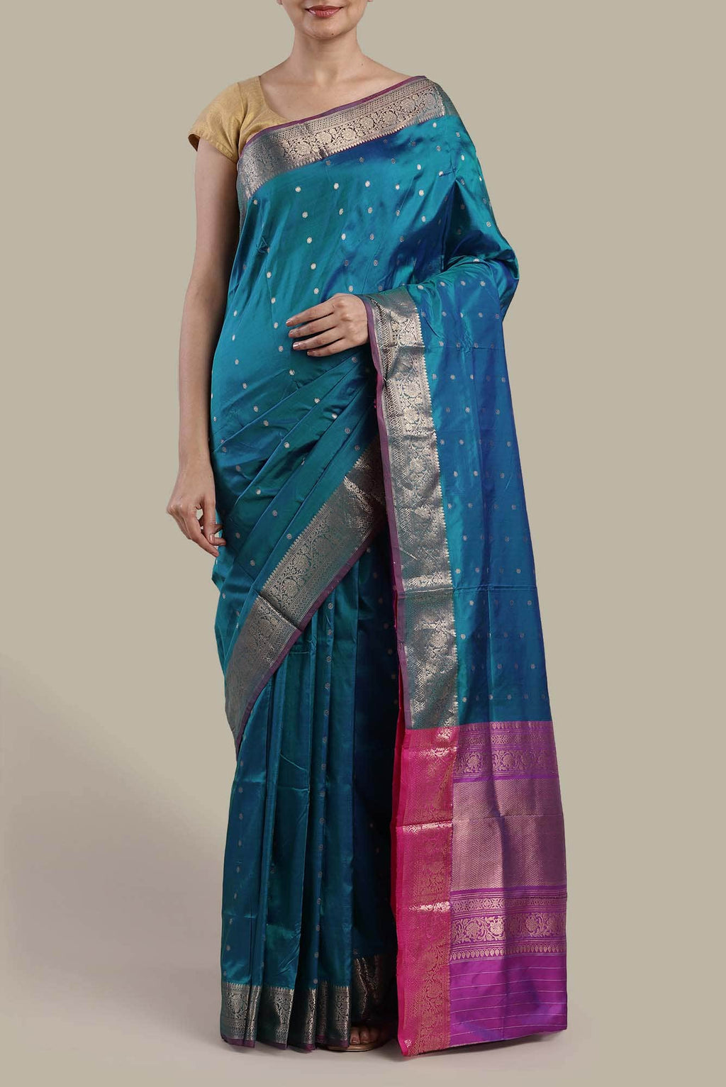 Blue Banarasi Katan Silk Saree