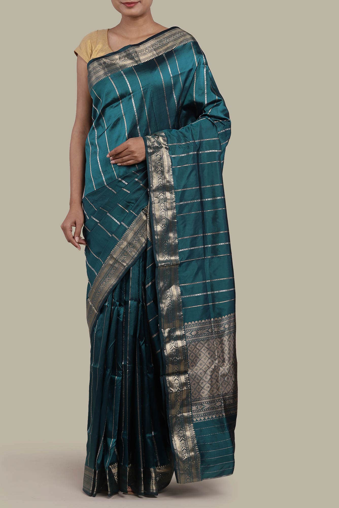 Blue Banarasi Katan Silk Saree