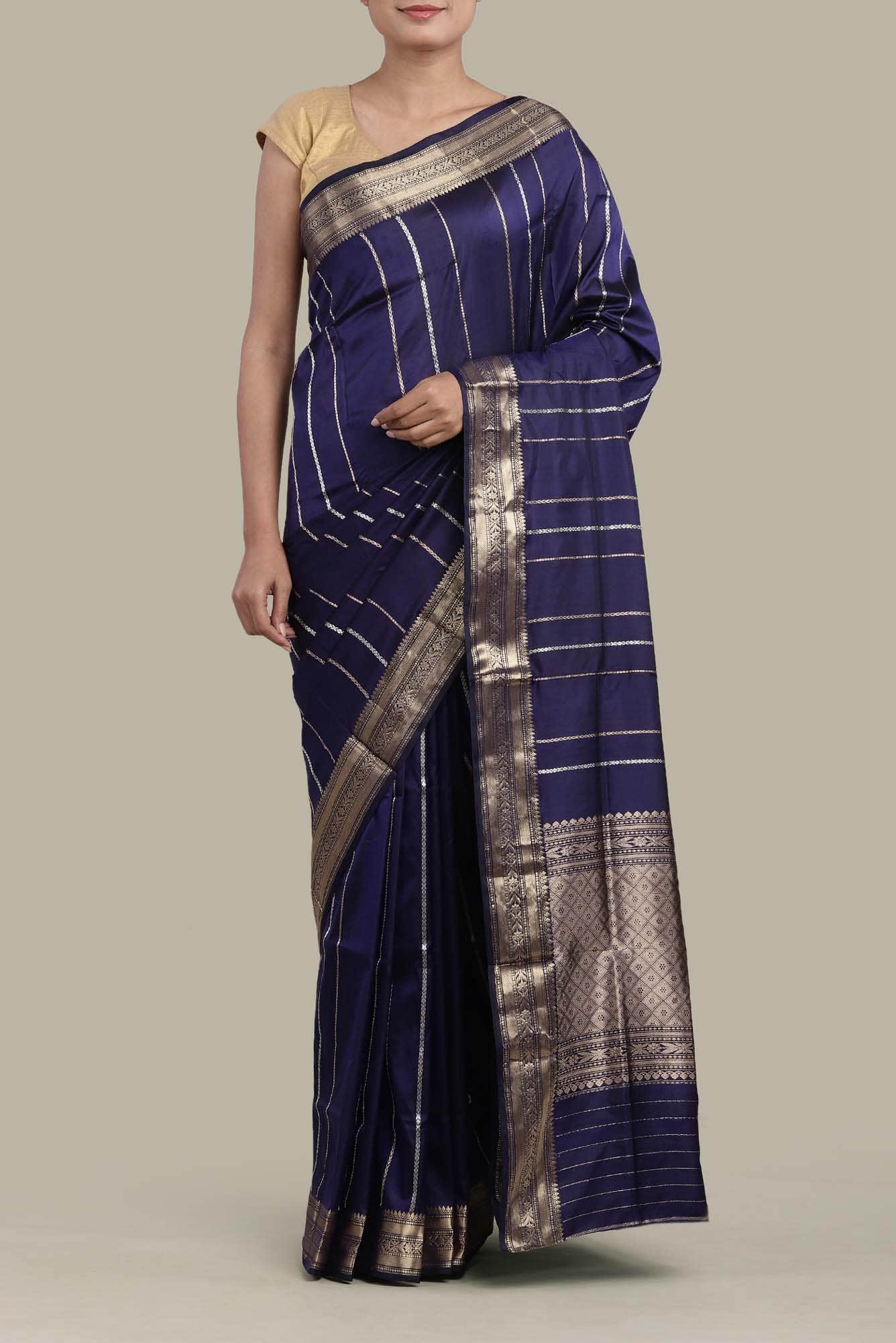 Blue Banarasi Katan Silk Saree