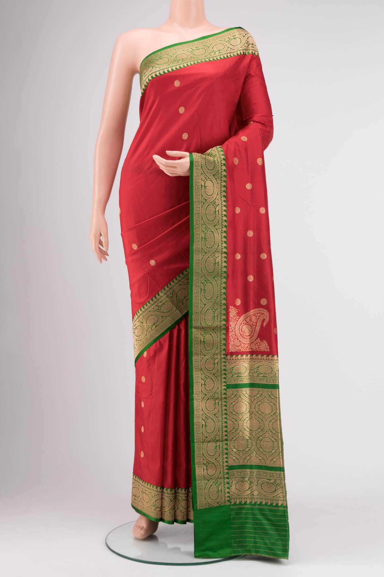 Deep Red Banarasi Katan Silk Saree