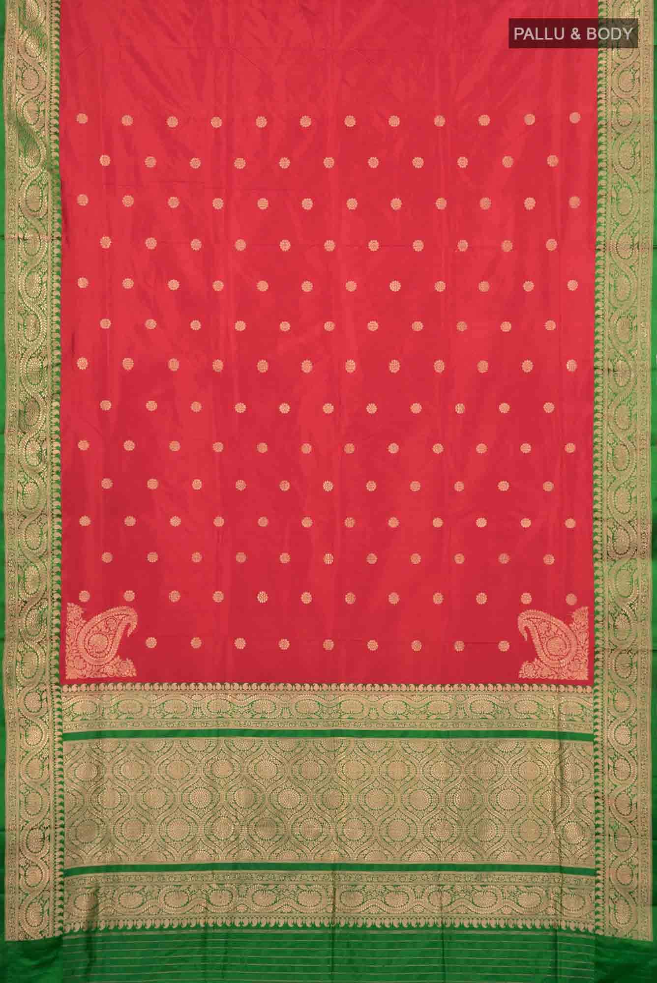 Deep Red Banarasi Katan Silk Saree