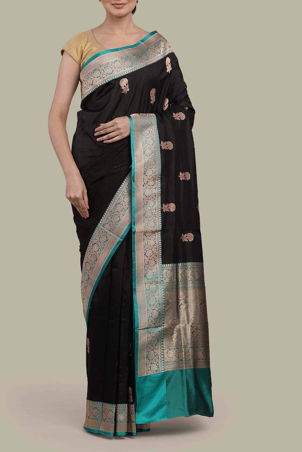 Black Banarasi Katan Silk Saree