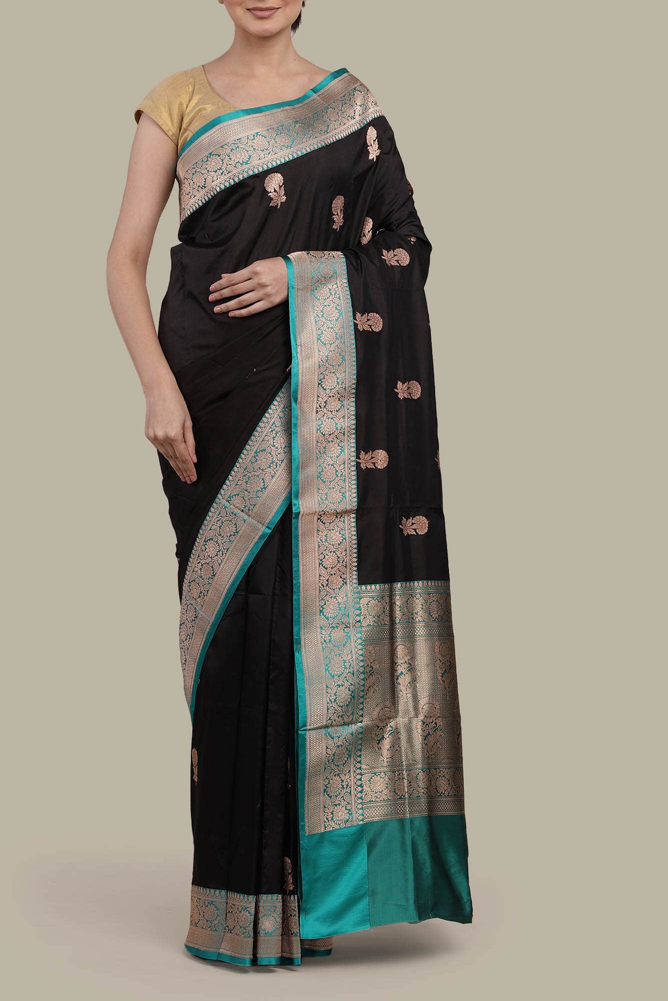 Black Banarasi Katan Silk Saree
