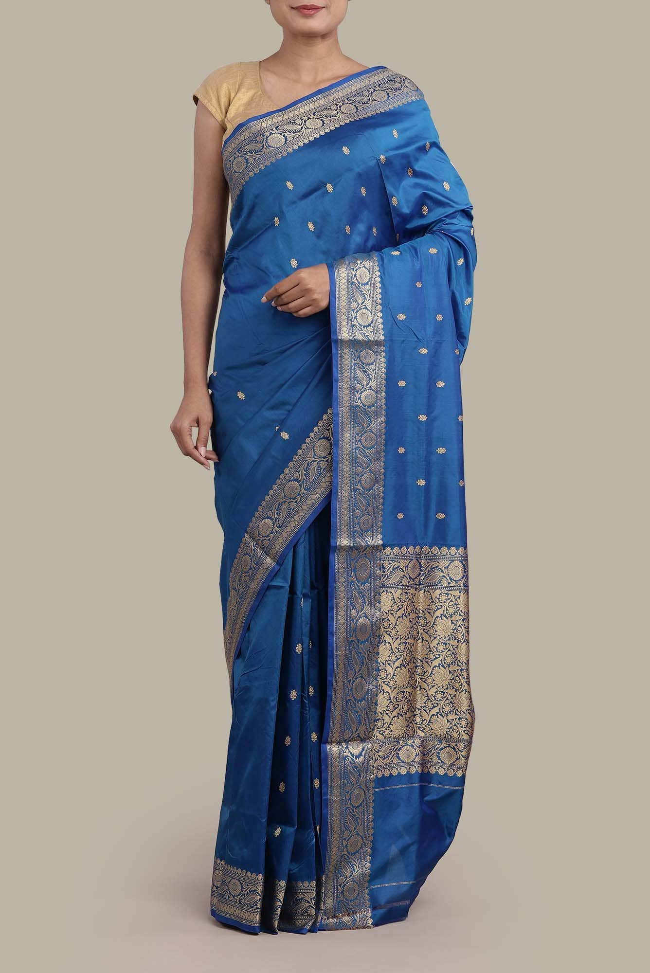 Blue Banarasi Katan Silk Saree