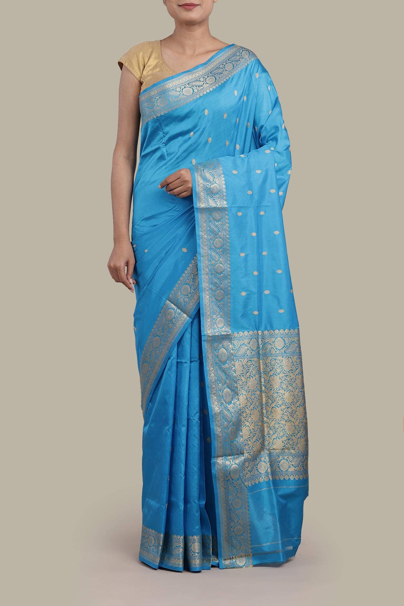 Blue Banarasi Katan Silk Saree