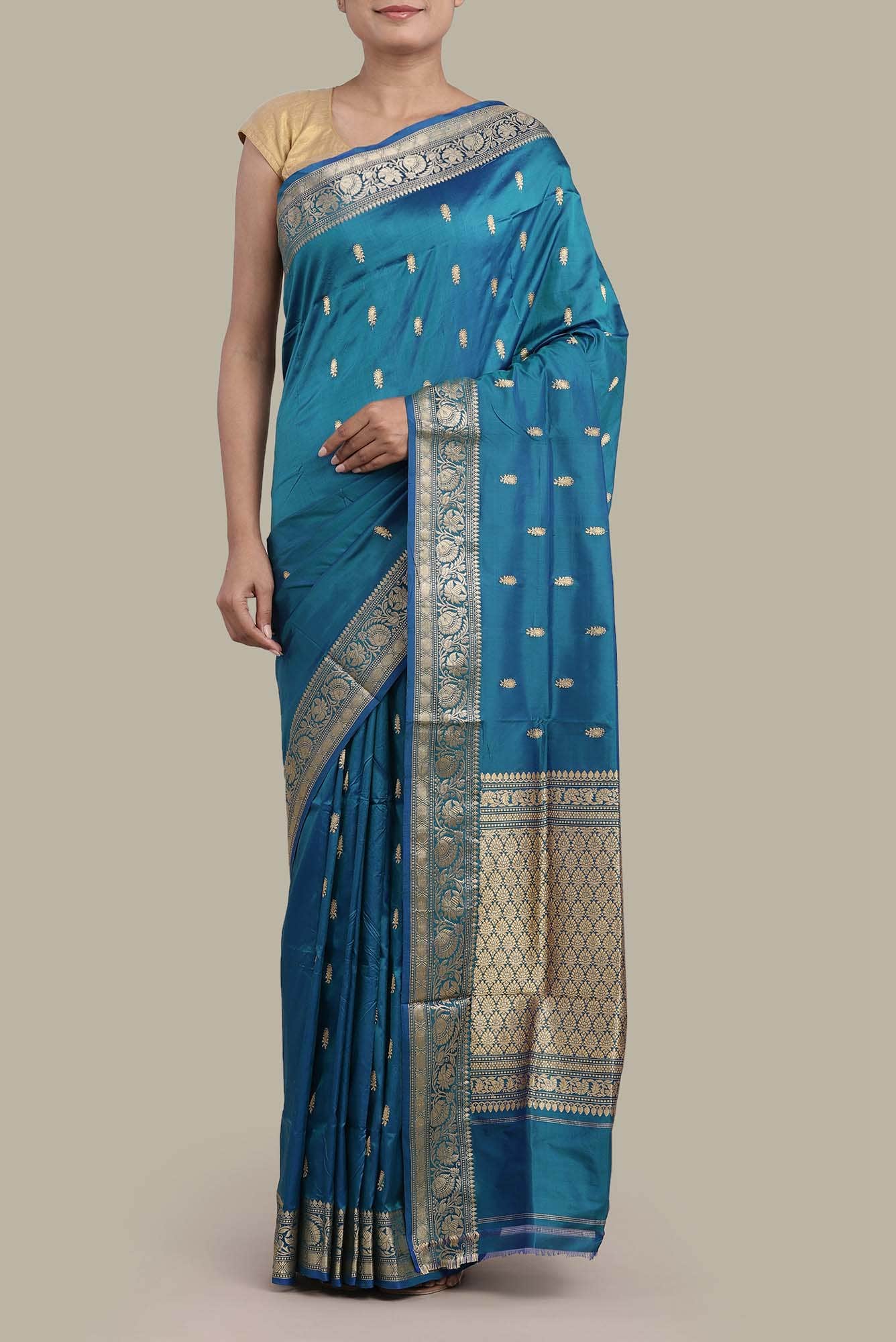 Blue Banarasi Katan Silk Saree