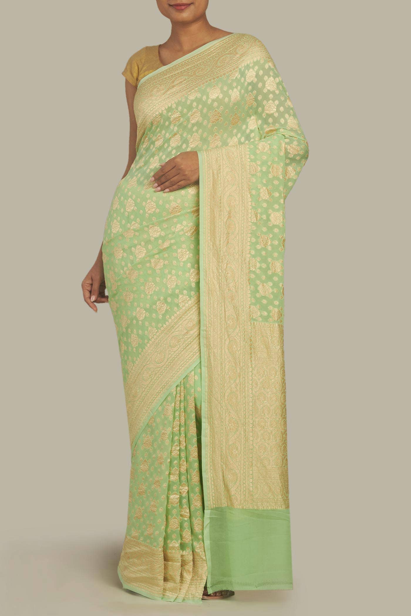 Green Banarasi Georgette Saree