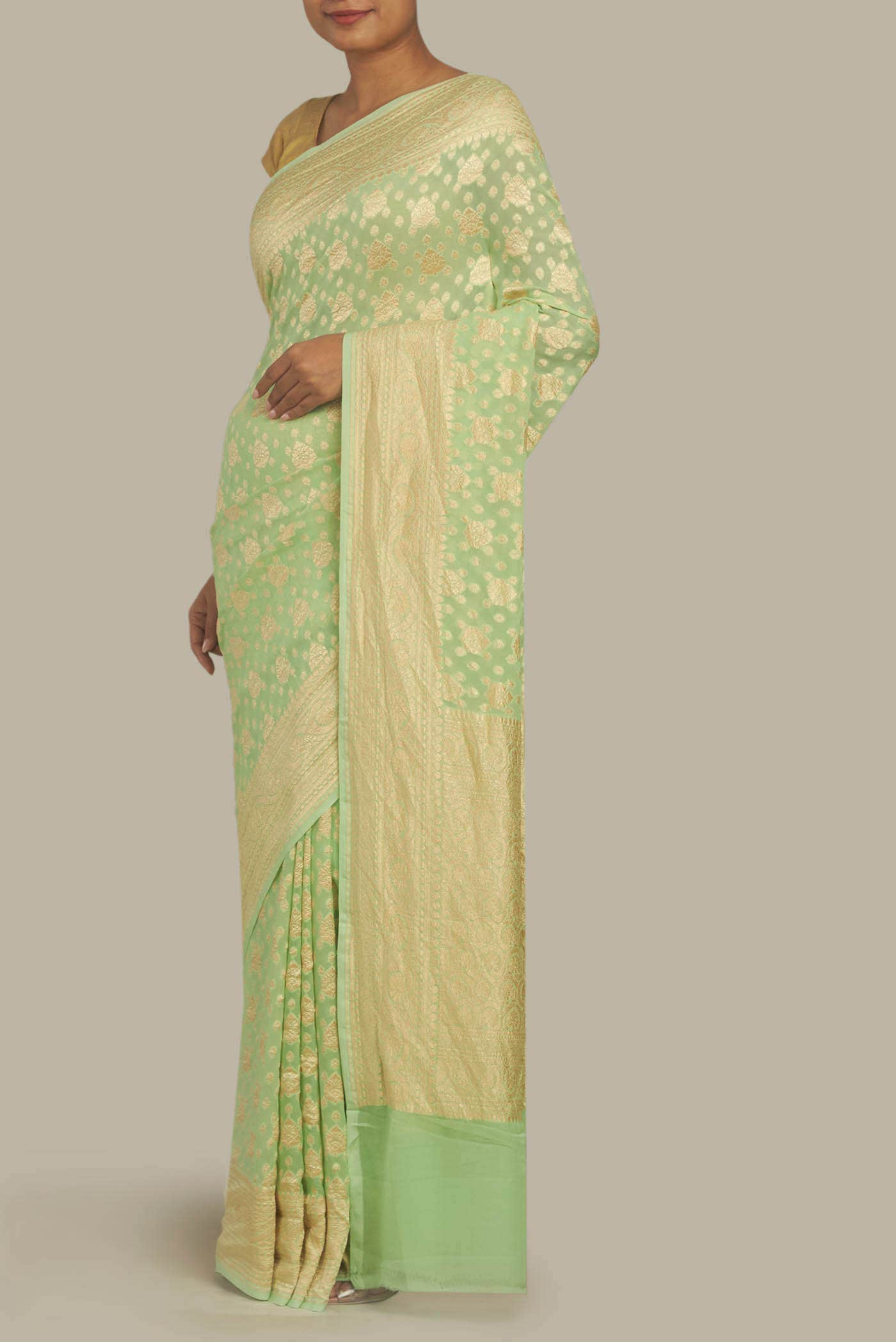 Green Banarasi Georgette Saree