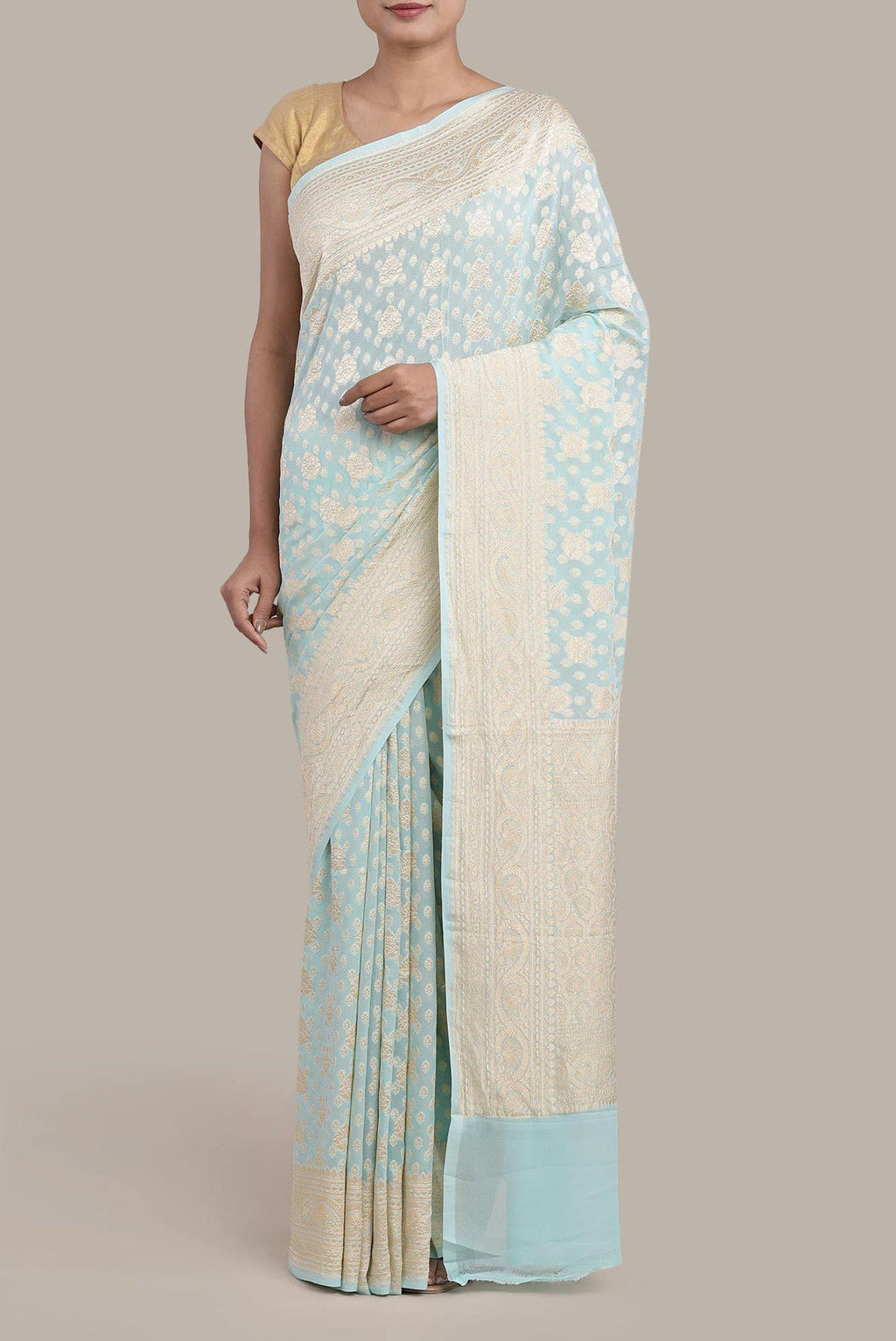 Green Banarasi Georgette Saree