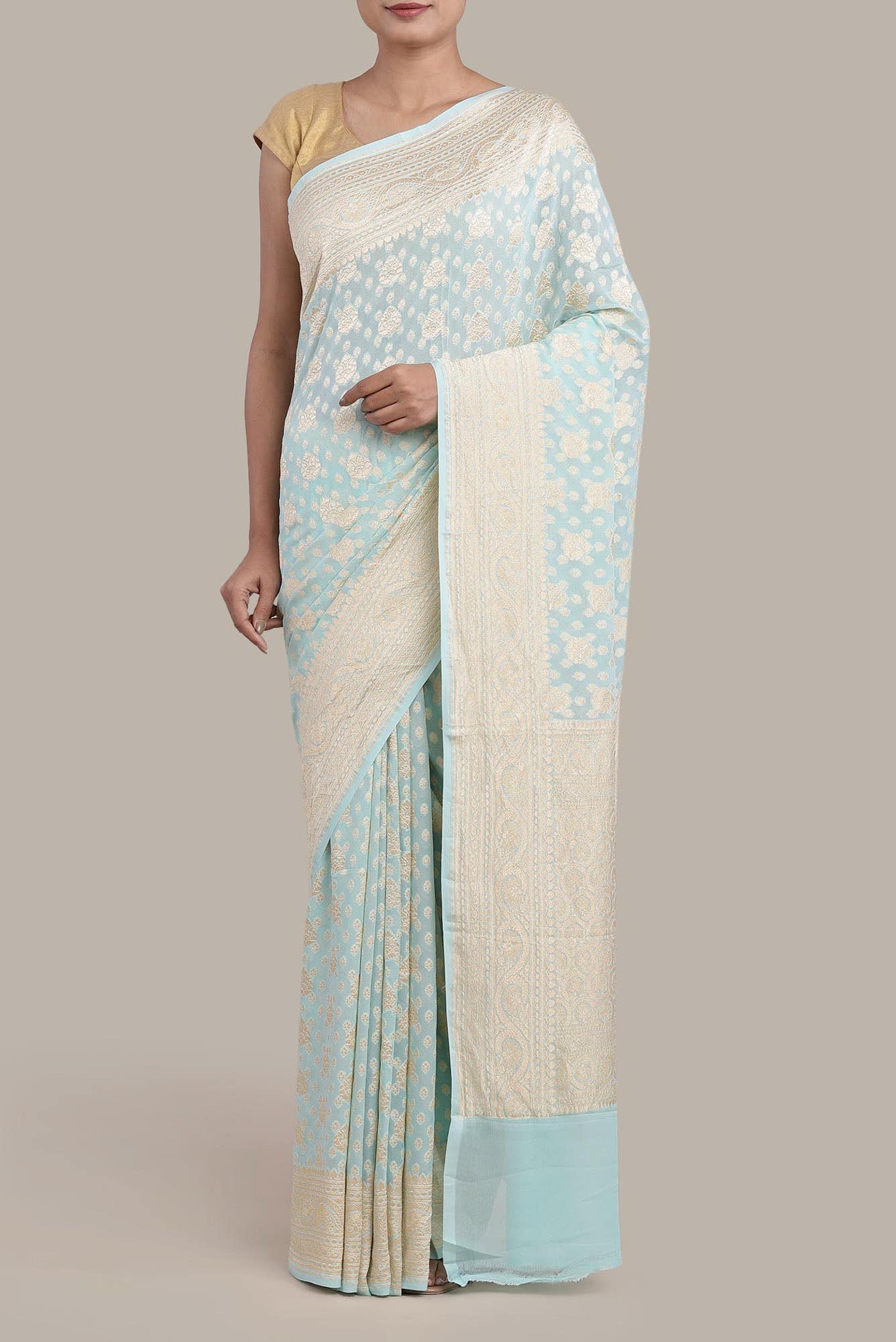 Green Banarasi Georgette Saree