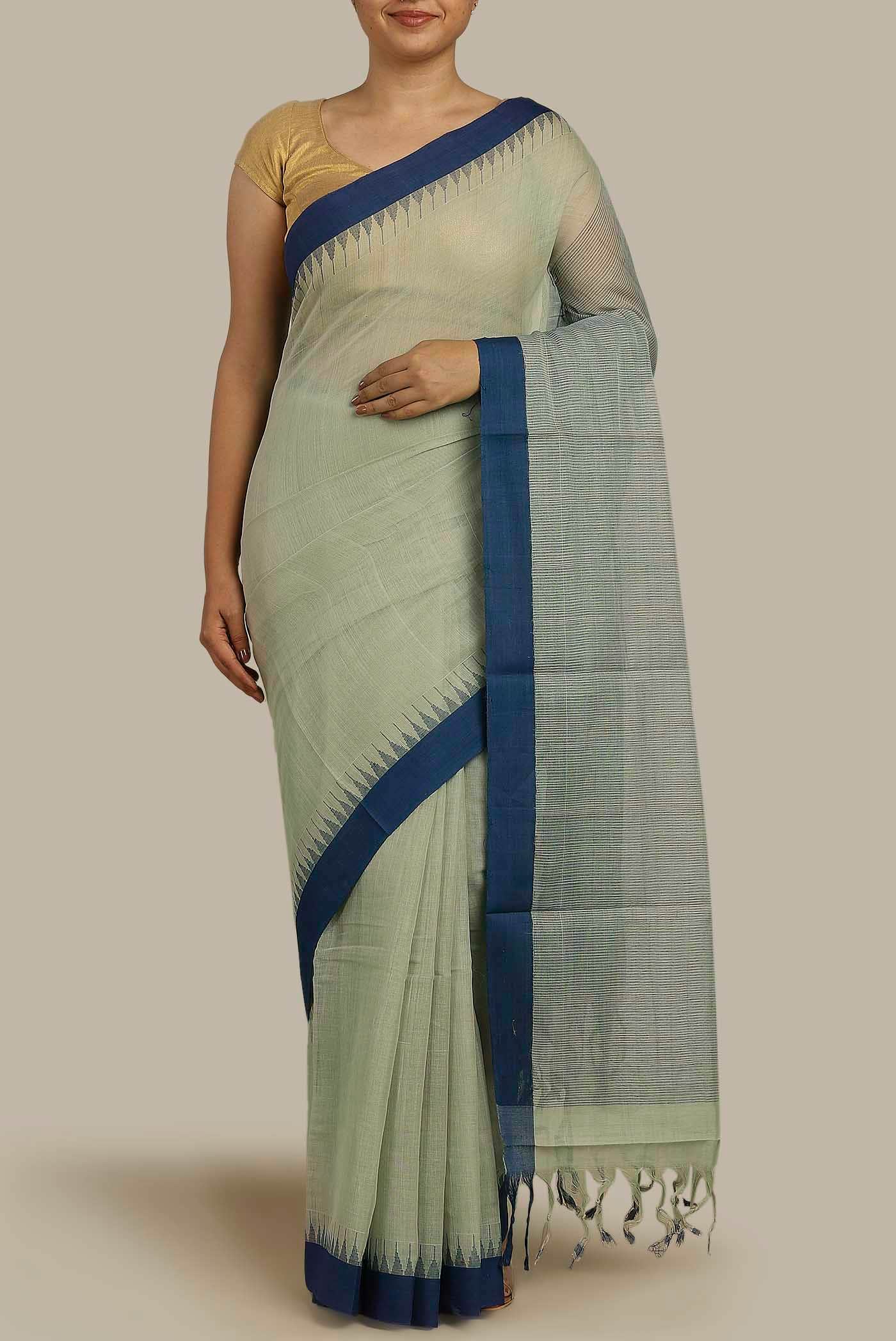 Cream Mangalagiri Cotton Saree