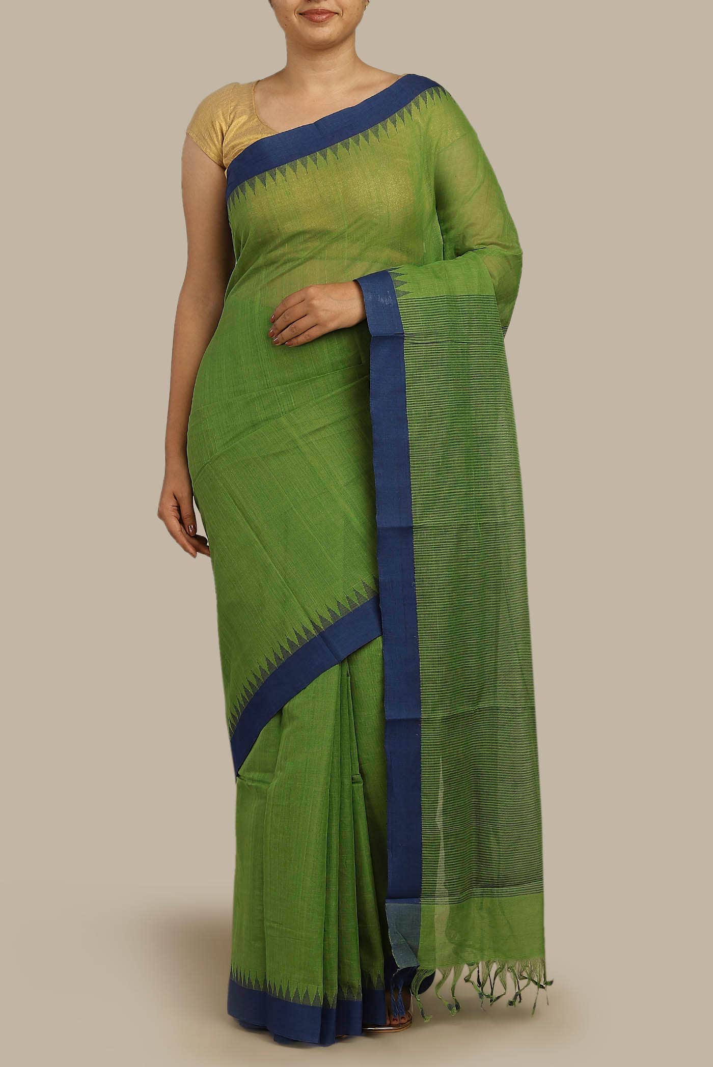 Green Mangalagiri Cotton Saree