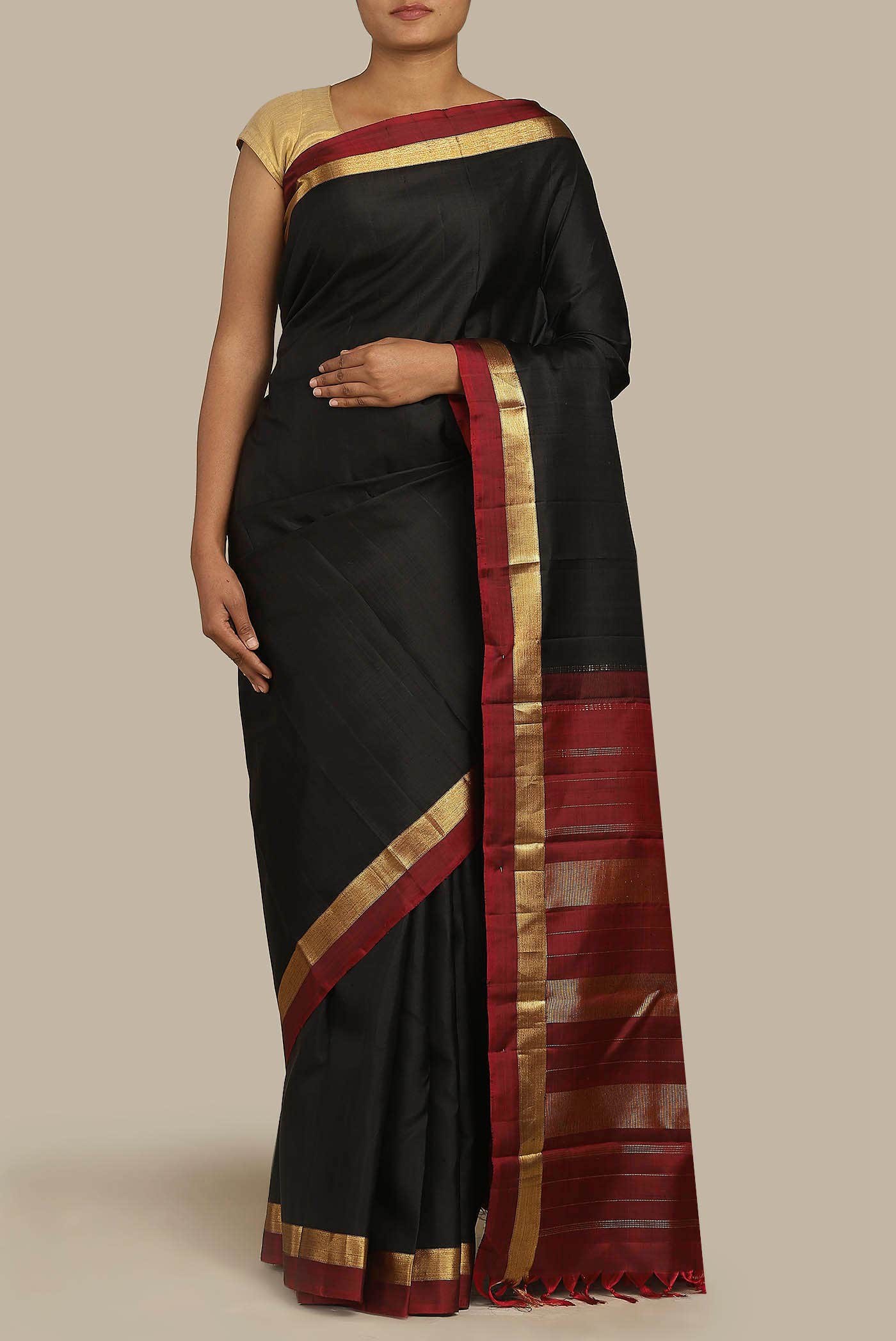 Black Kanchipuram Silk Saree