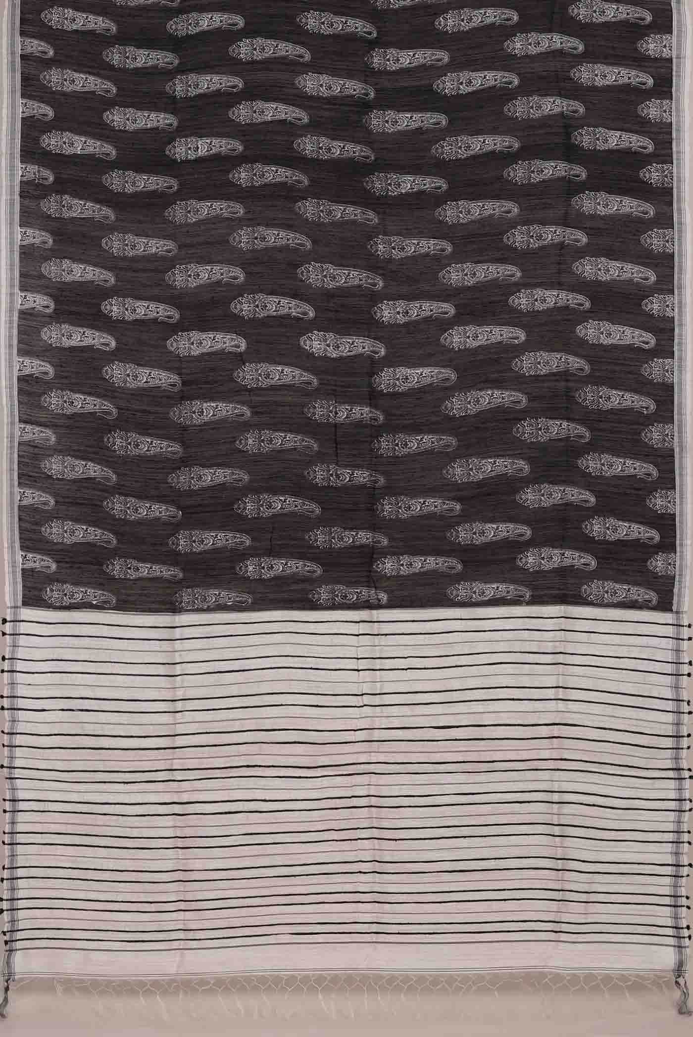 Black Bhagalpuri Tussar Silk Saree
