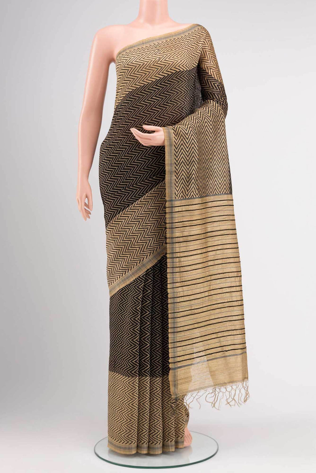 Black Tussar Silk Saree