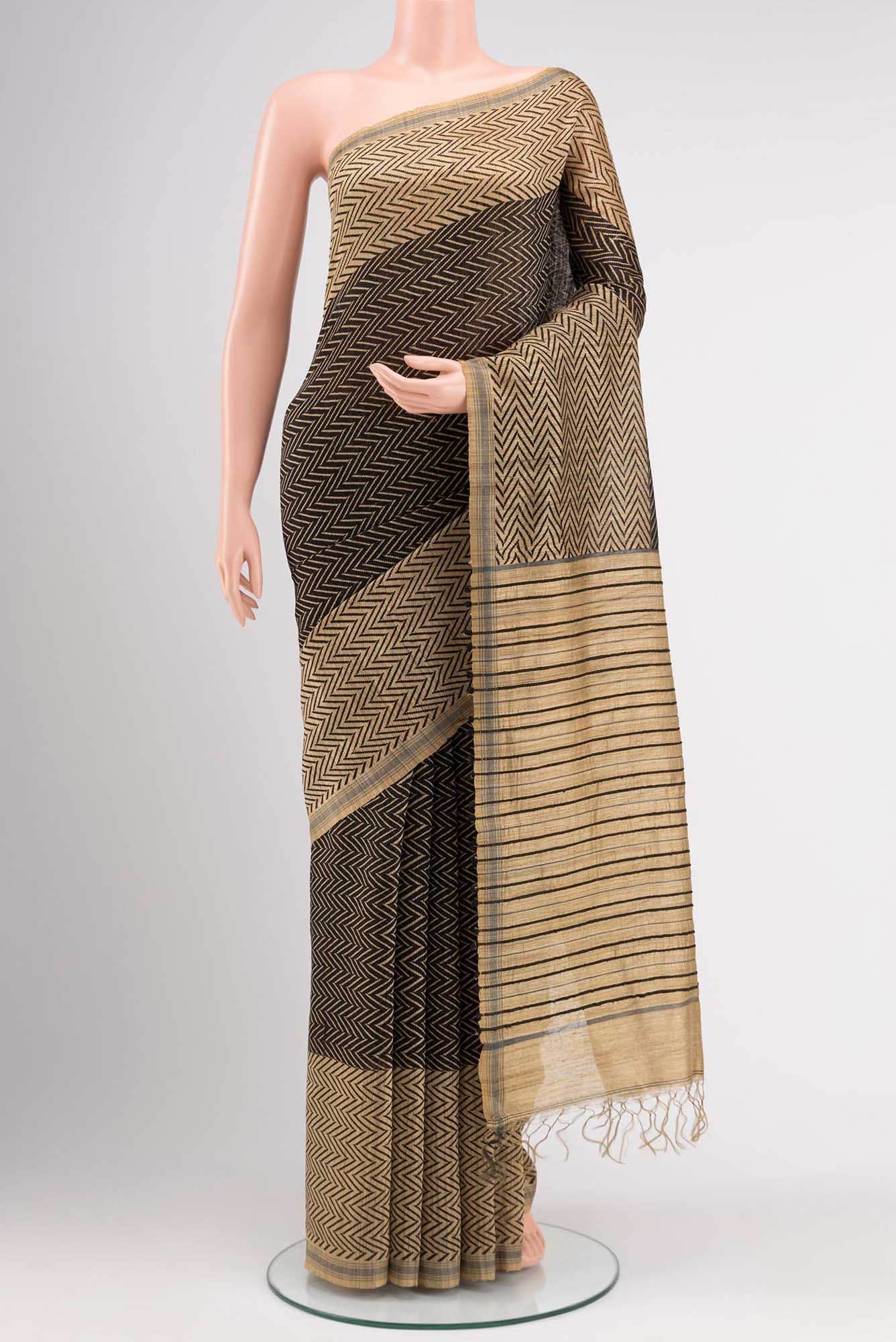 Black Tussar Silk Saree