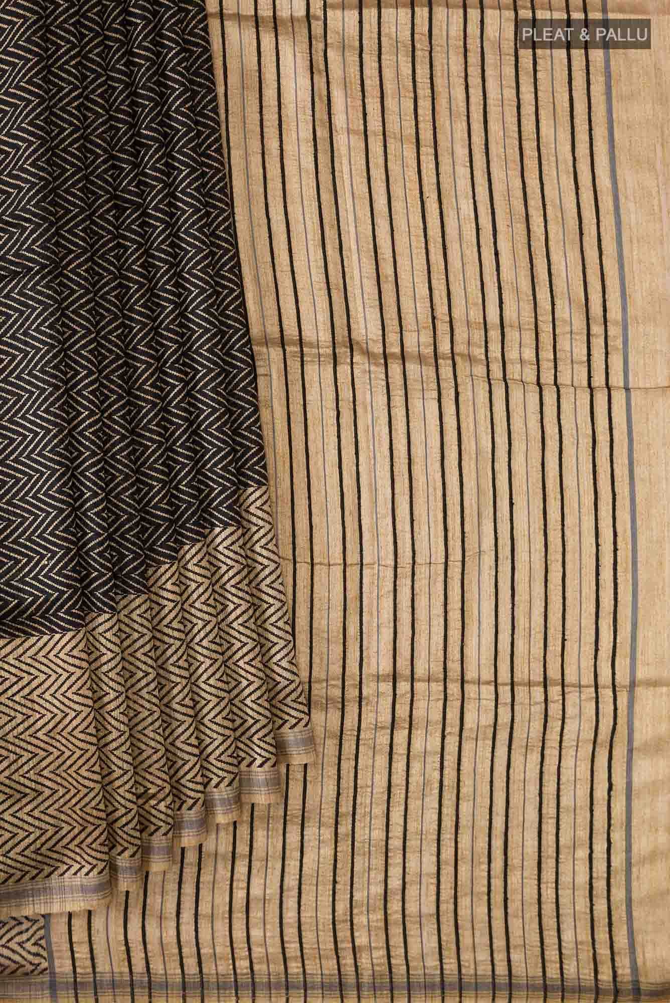 Black Tussar Silk Saree