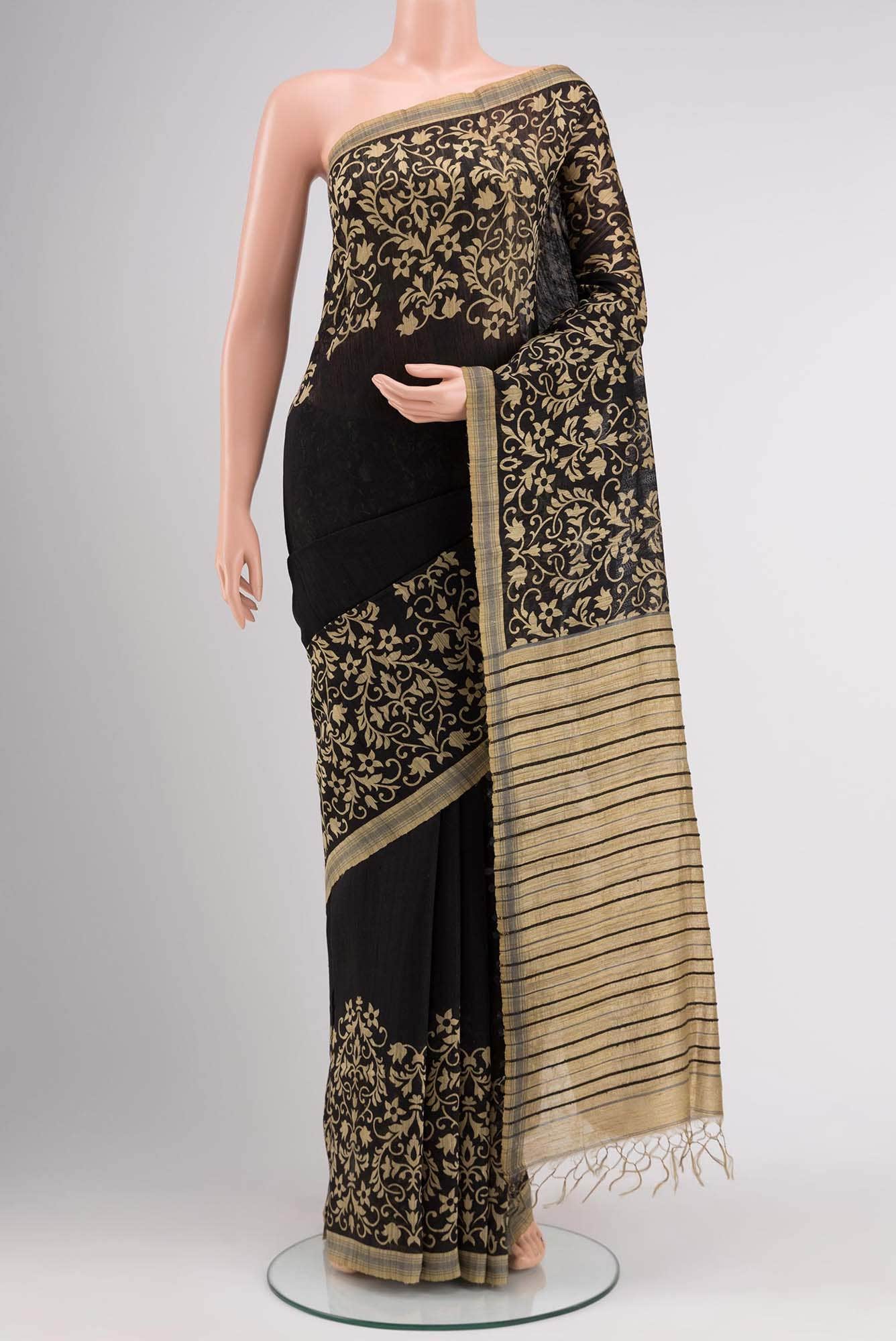Black Tussar Silk Saree