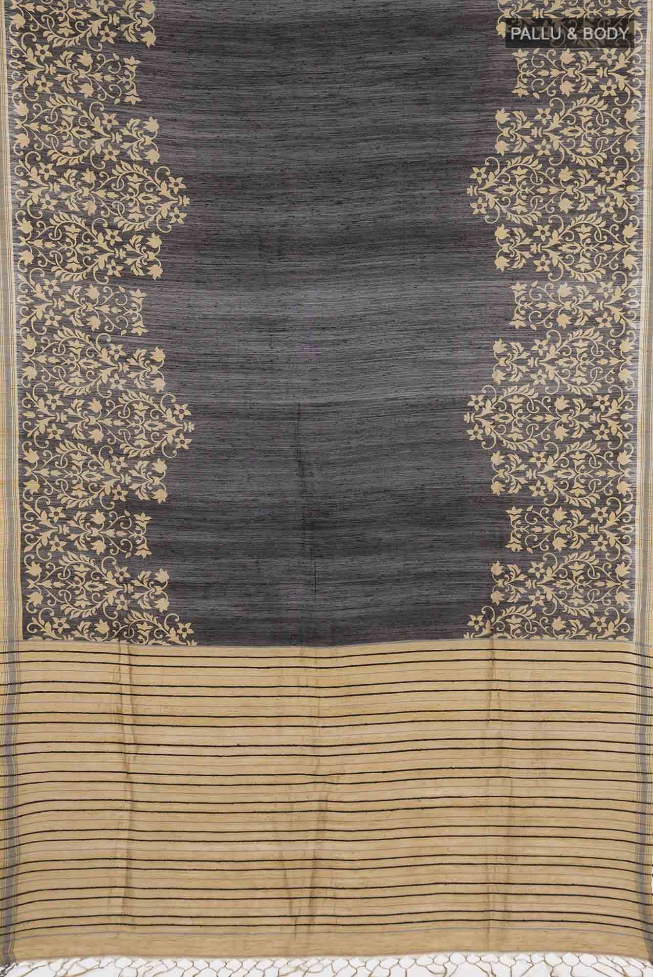Black Tussar Silk Saree