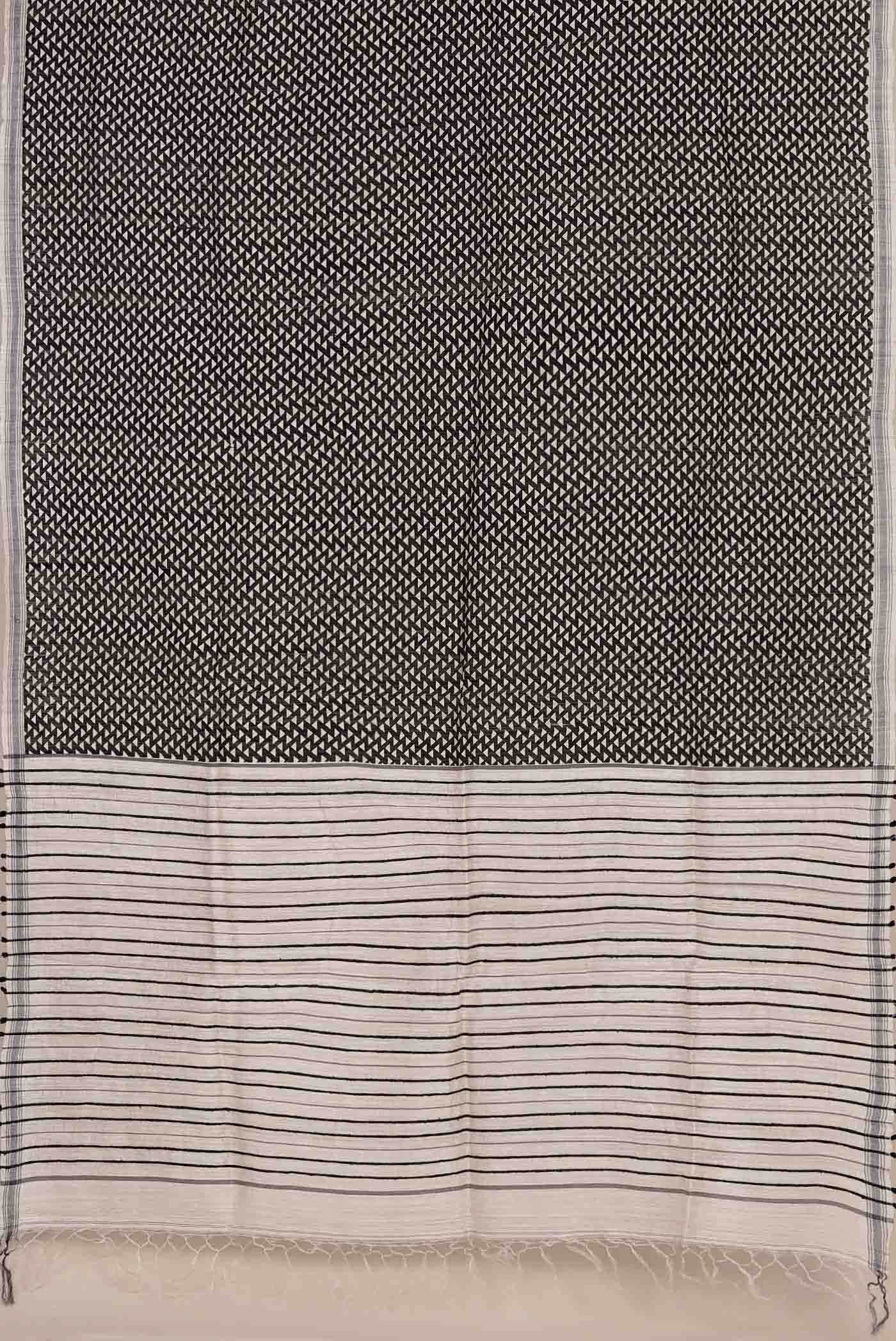 Black Bhagalpuri Tussar Silk Saree