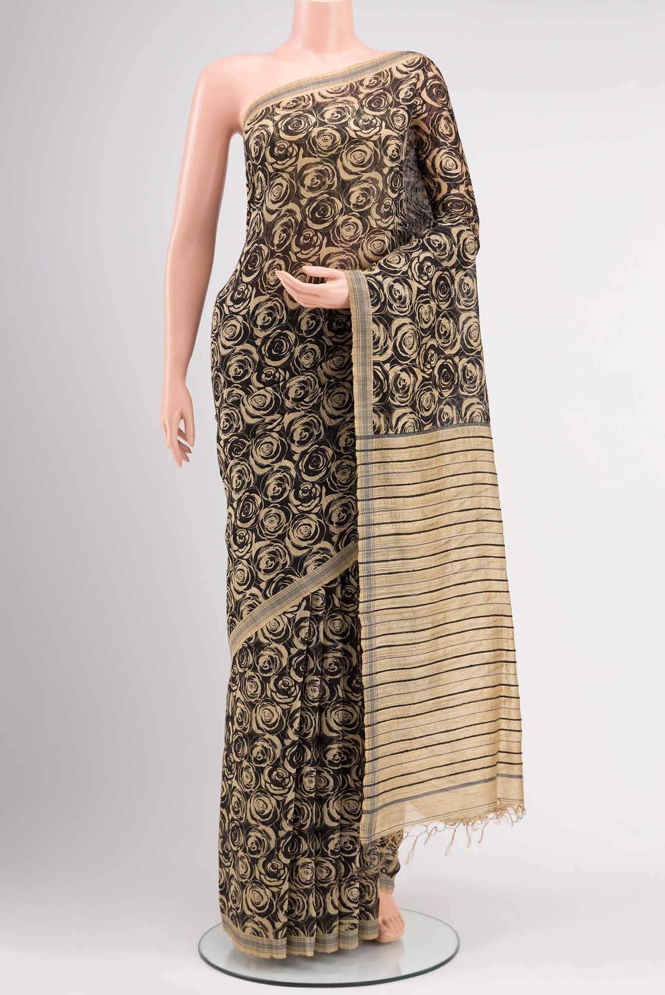 Black Tussar Silk Saree