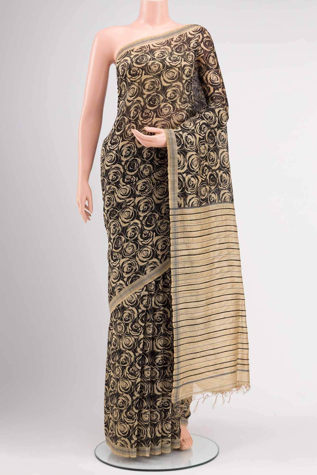 Black Tussar Silk Saree