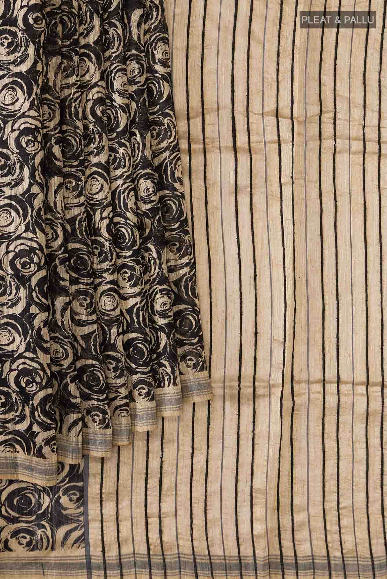 Black Tussar Silk Saree