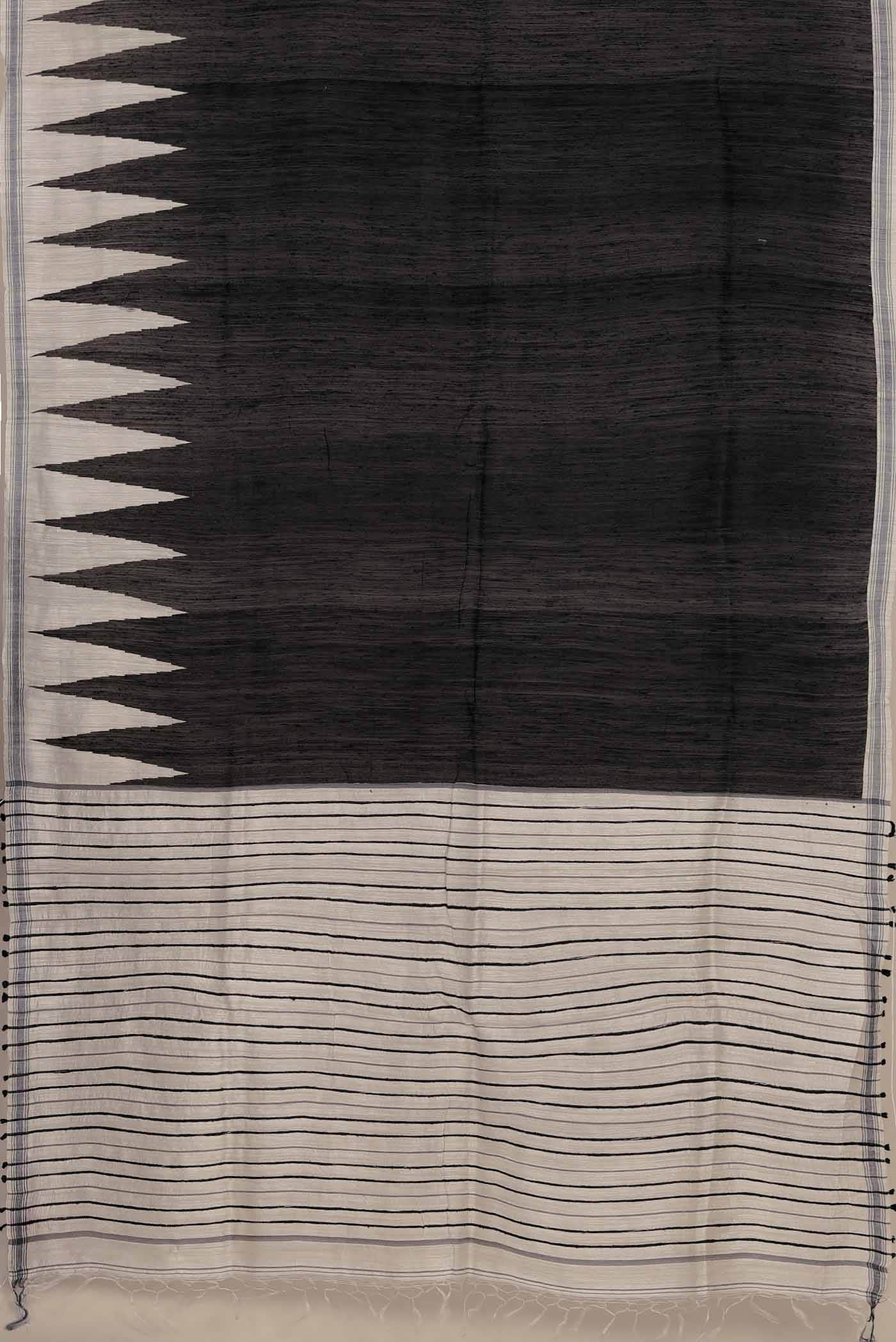 Black Bhagalpuri Tussar Silk Saree