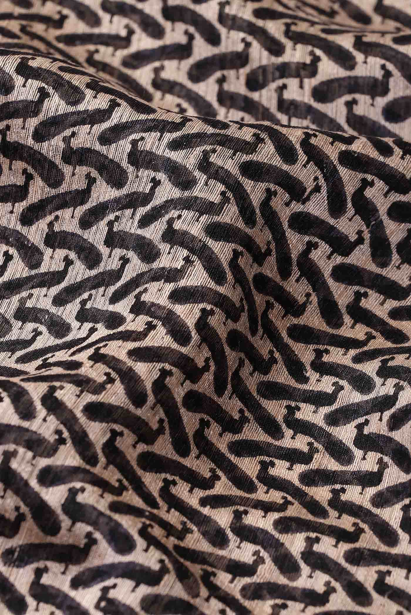 Beige Bhagalpuri Tussar Silk Saree