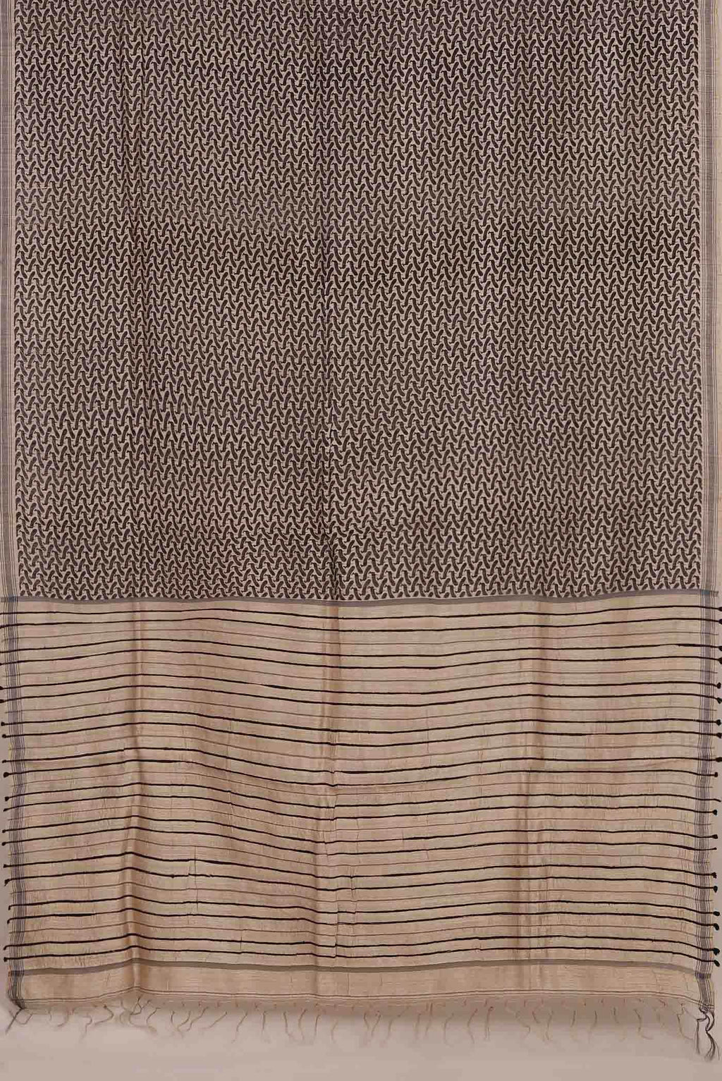Beige Bhagalpuri Tussar Silk Saree