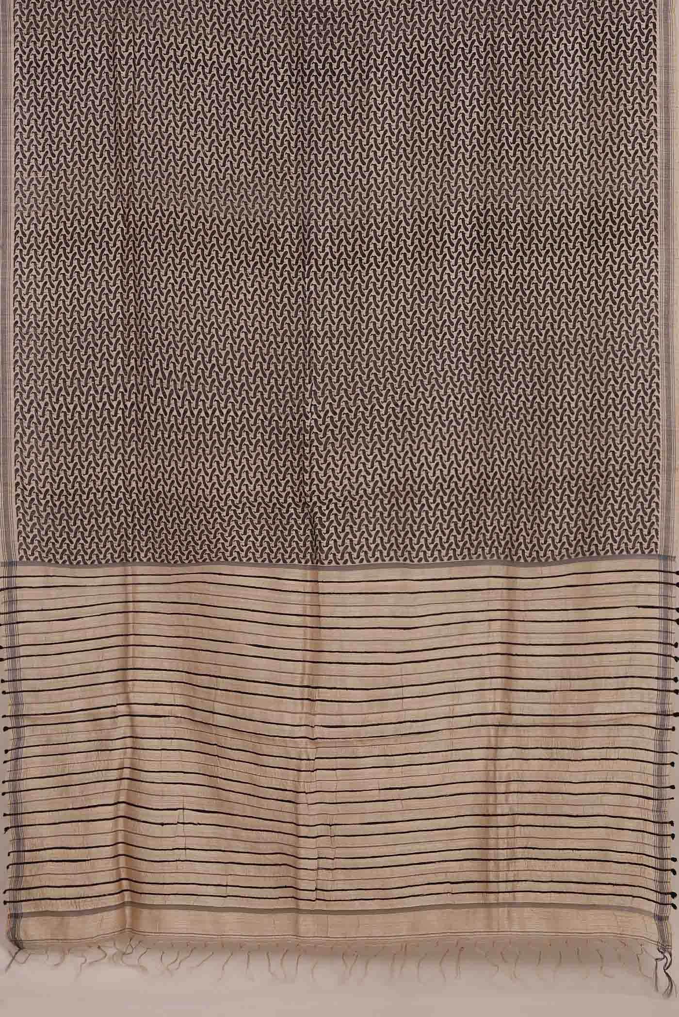 Beige Bhagalpuri Tussar Silk Saree