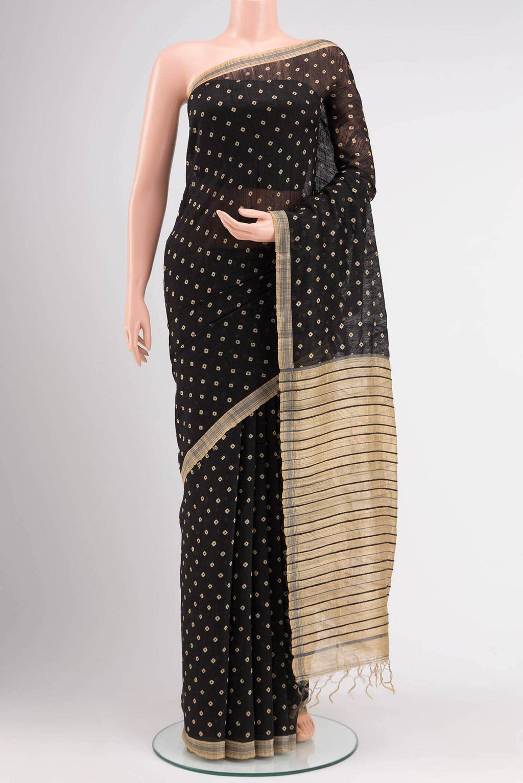 Black Tussar Silk Saree