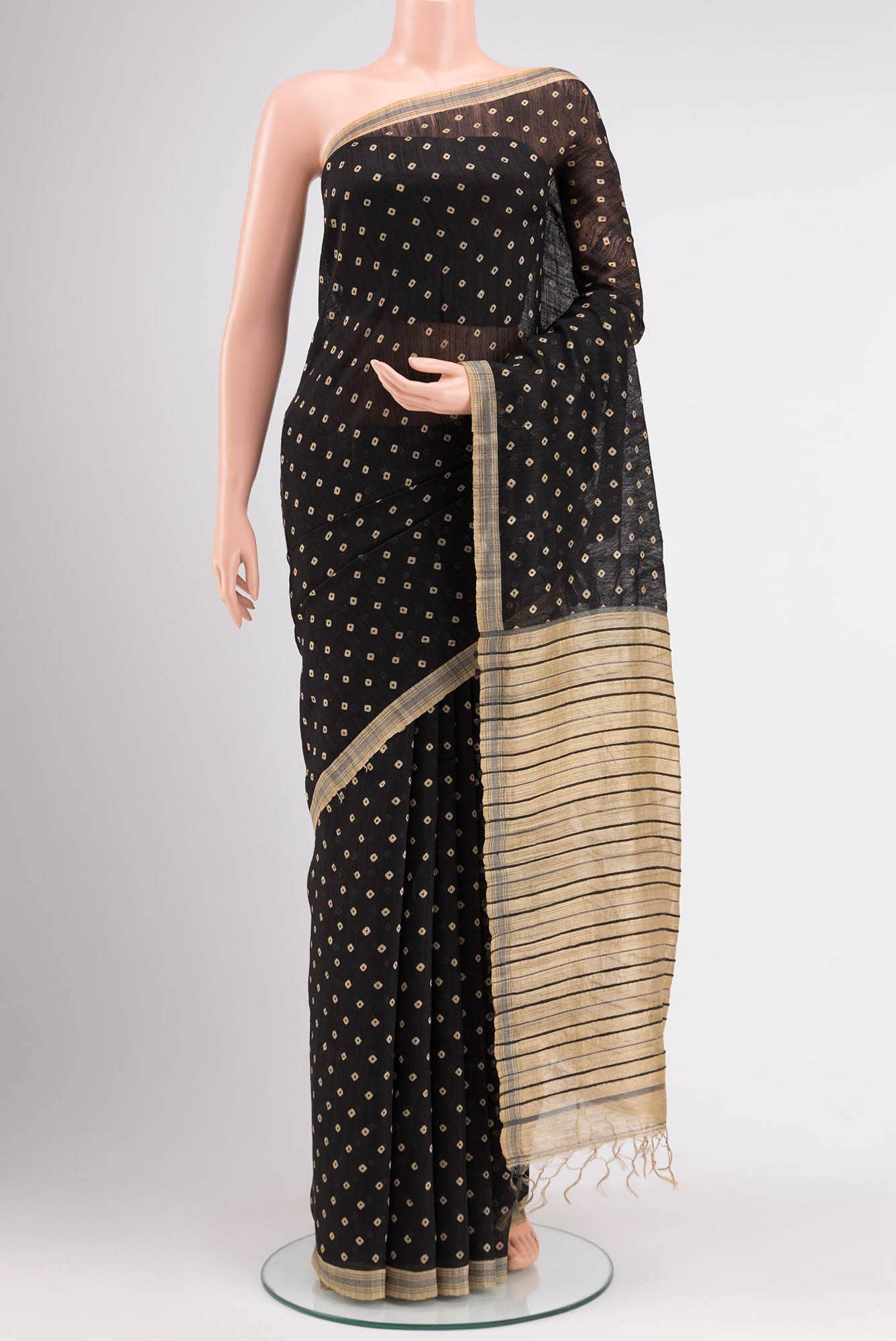 Black Tussar Silk Saree