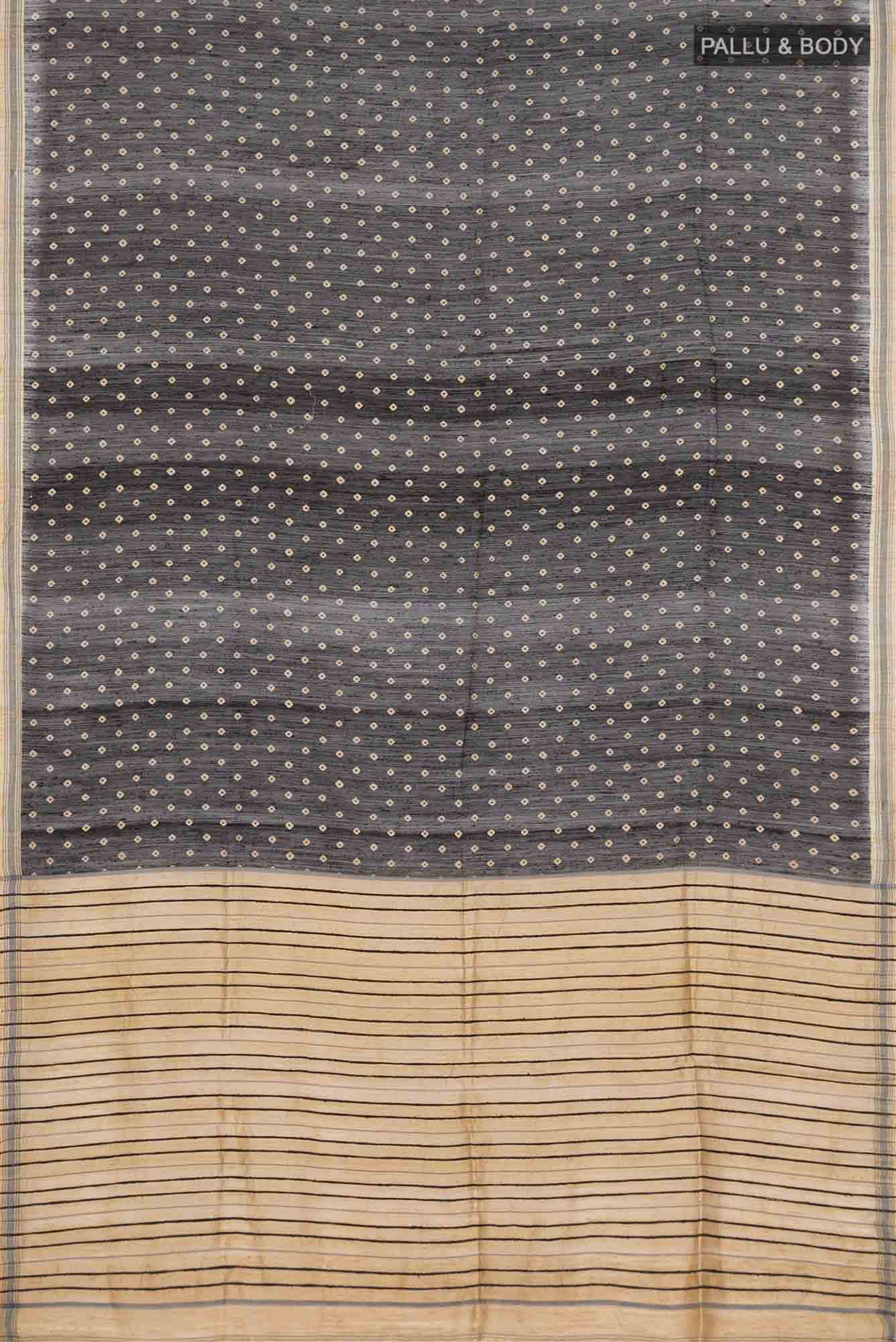 Black Tussar Silk Saree
