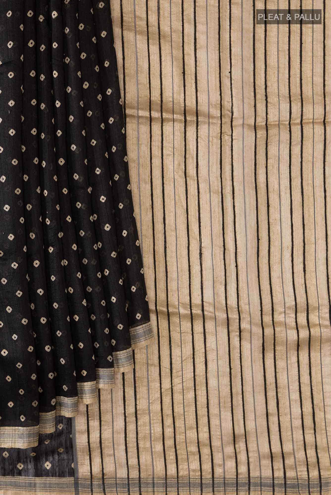 Black Tussar Silk Saree