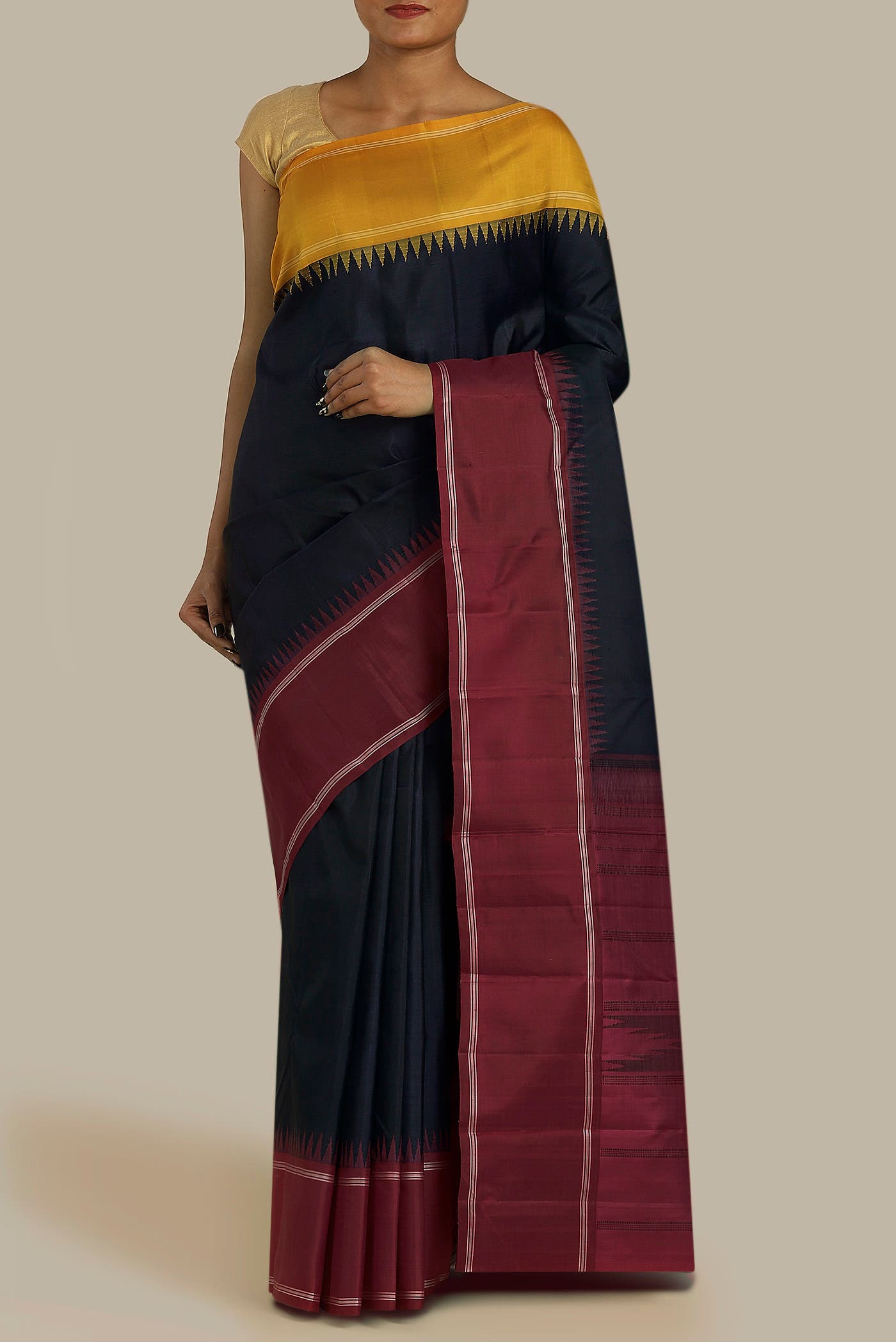 Black Kanchipuram Silk Saree