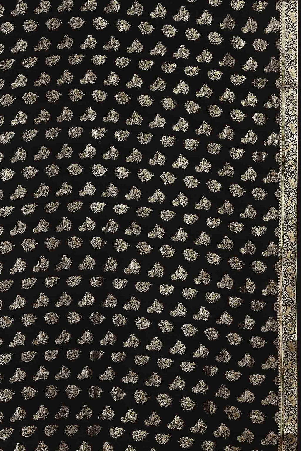 Black Mysore Crepe Saree