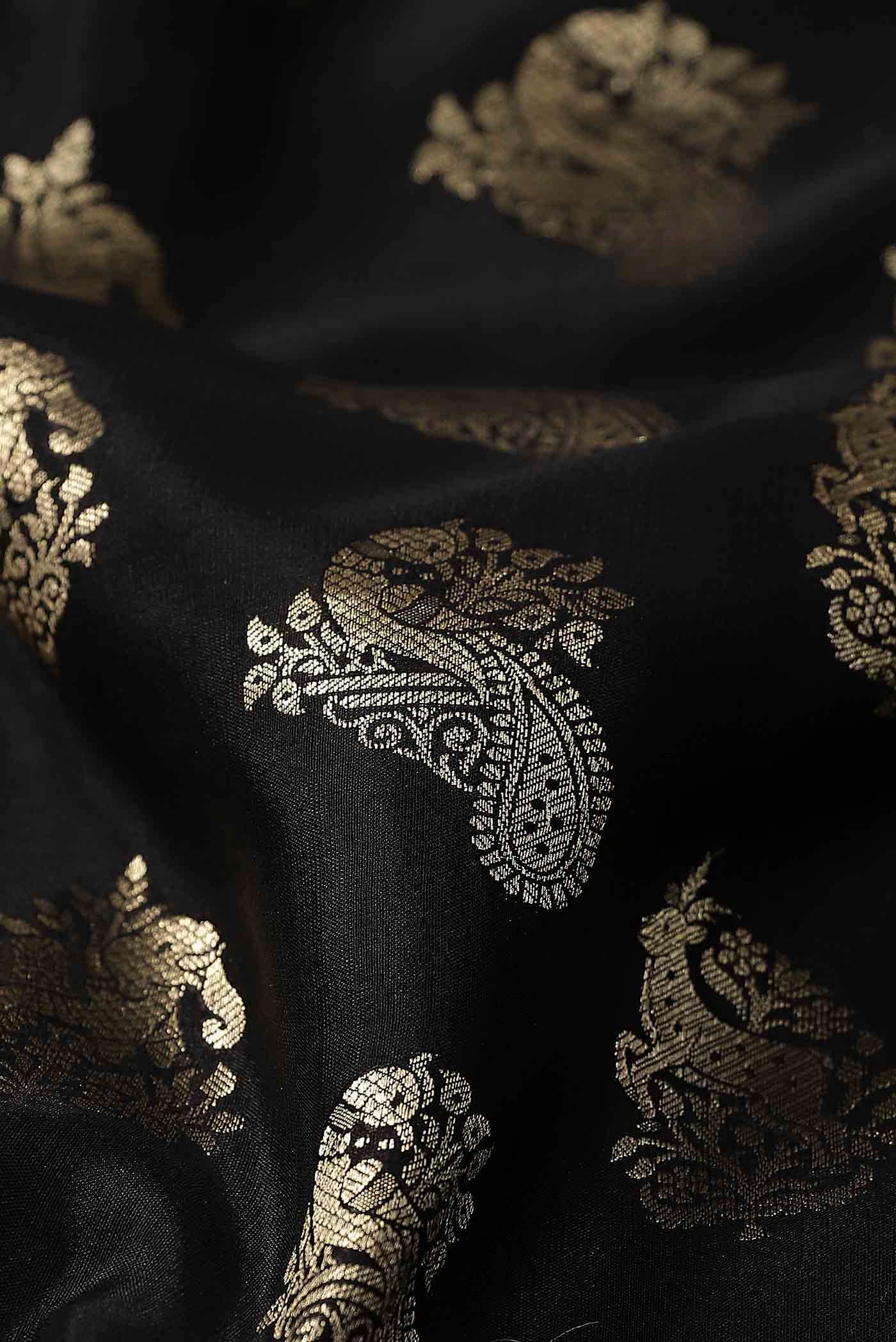 Black Mysore Crepe Saree