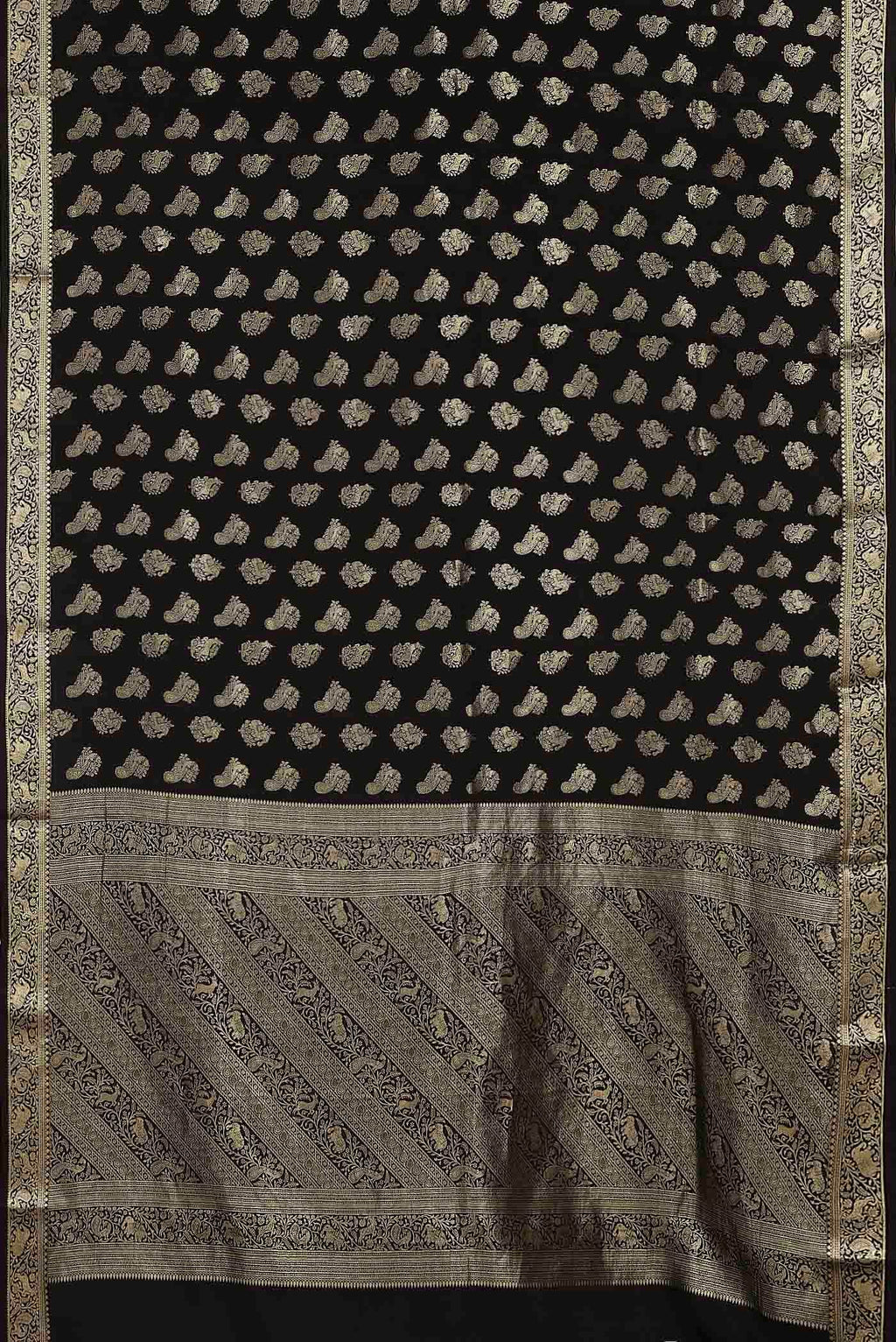 Black Mysore Crepe Saree