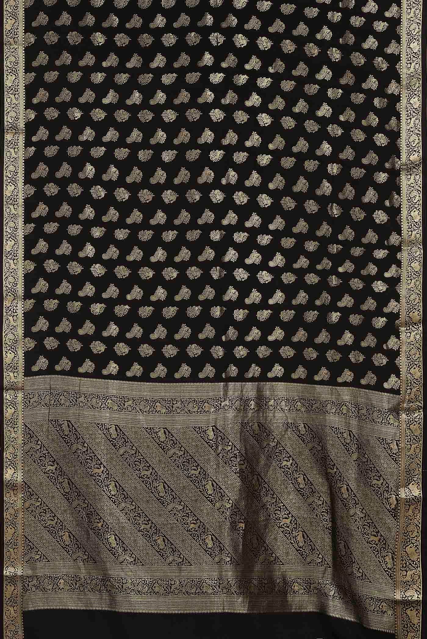 Black Mysore Crepe Saree