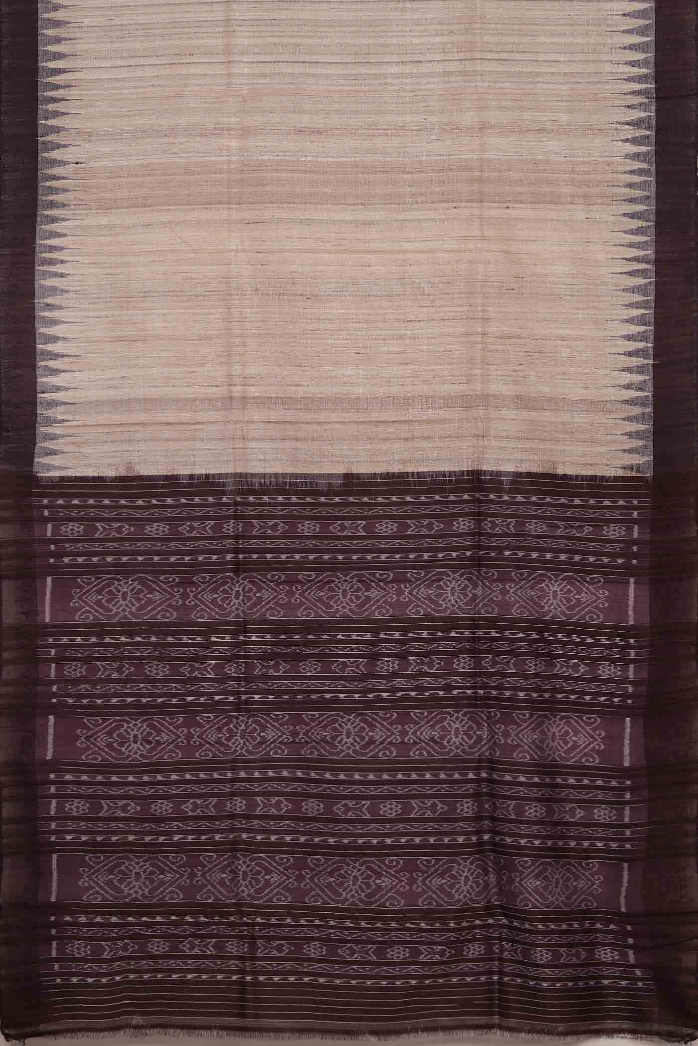 Cream Tussar Silk Saree