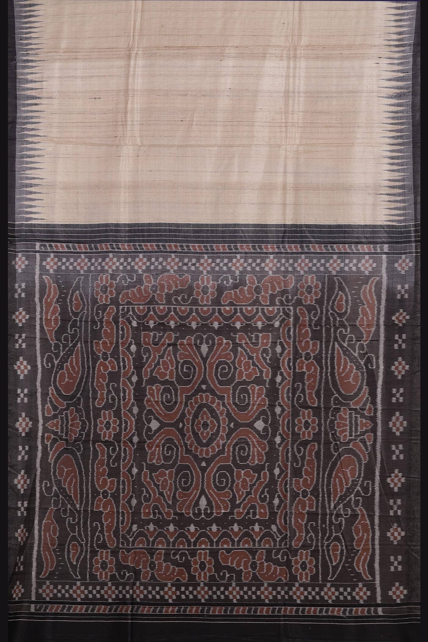 Beige Tussar Silk Saree