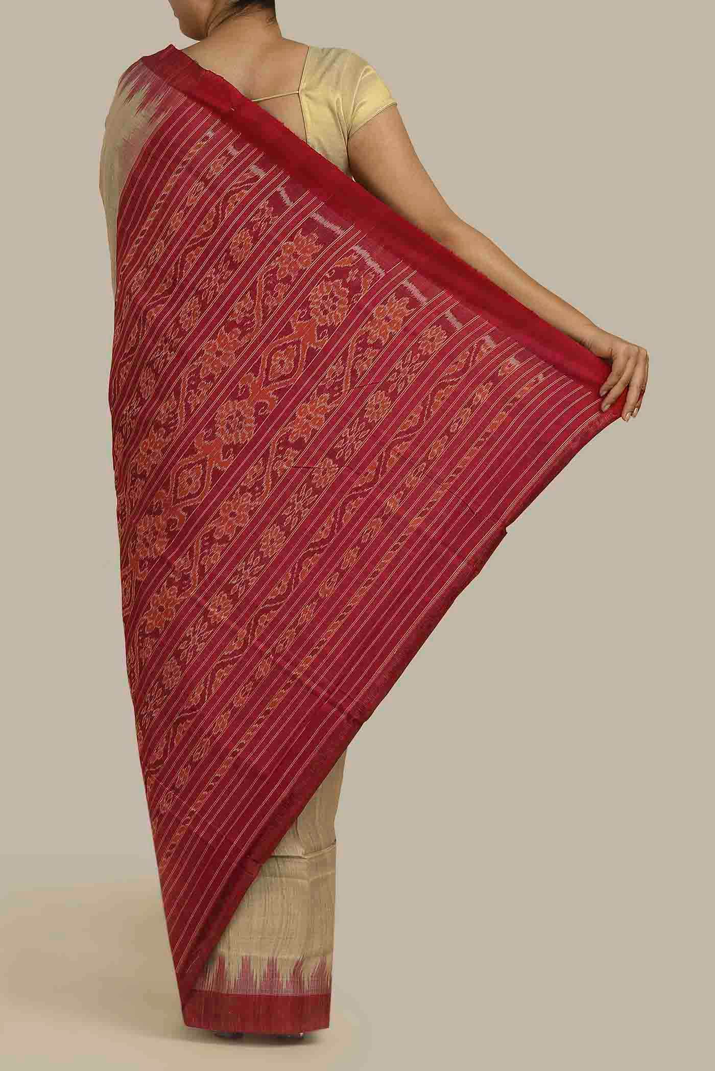 Beige Bhagalpuri Tussar Silk Saree